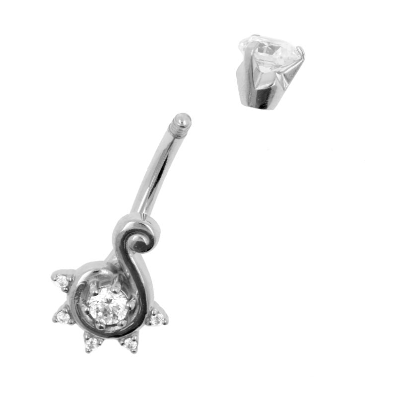 Surgical Steel Belly Ring Zirconia S Cluster Silver