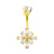 Surgical Steel Belly Ring Zirconia Trapezoid Cluster Gold