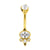 Surgical Steel Belly Ring Zirconia Ellipse Cluster Gold