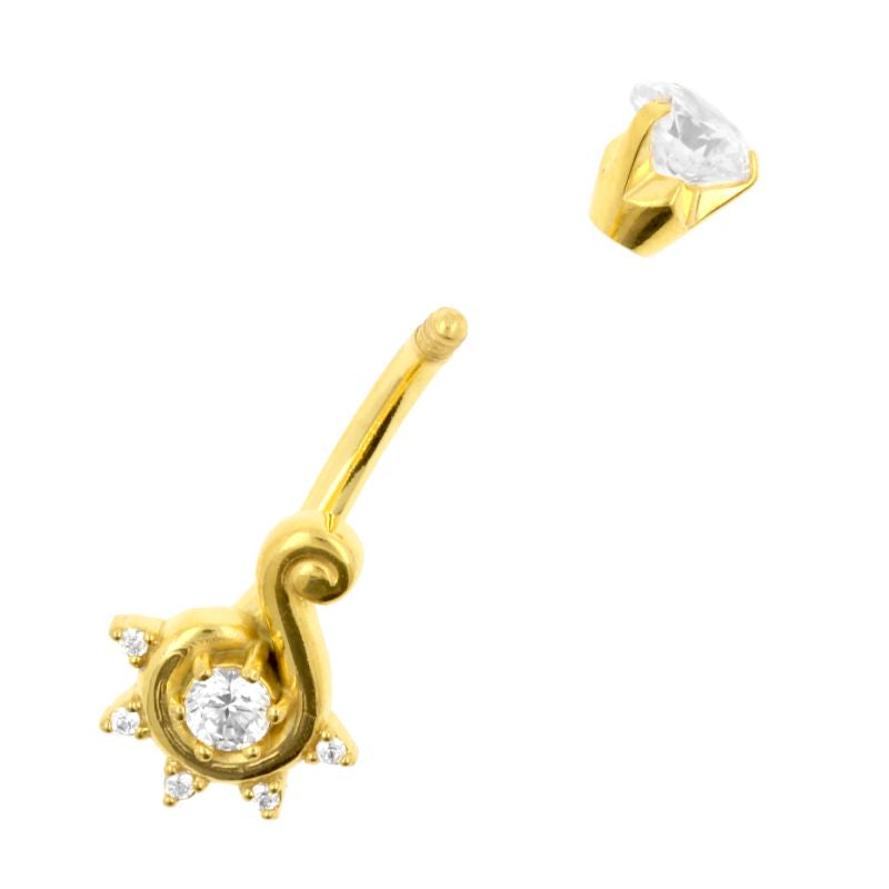 Surgical Steel Belly Ring Zirconia S Cluster Gold