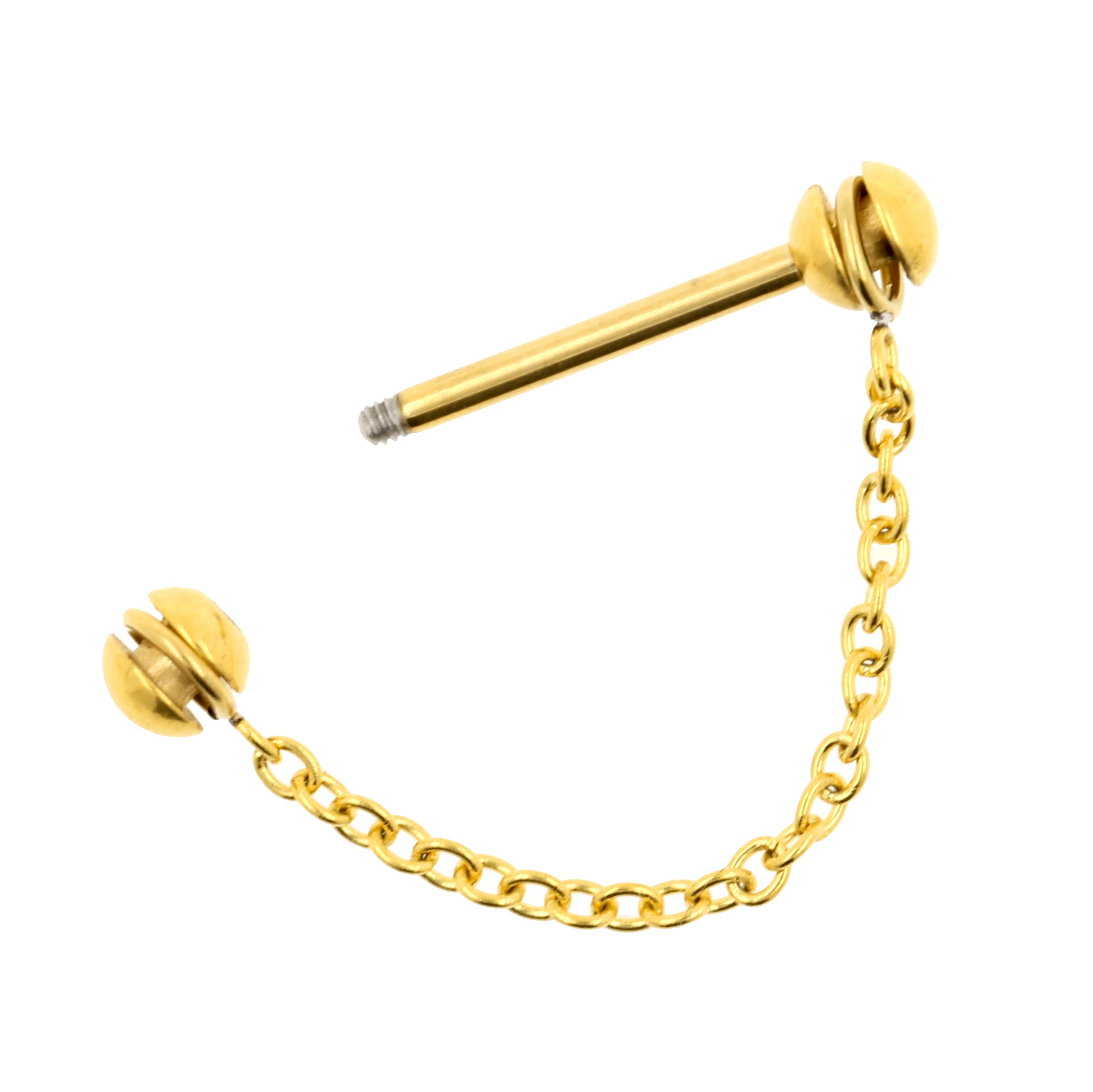 Surgical Steel Nipple Barbell With Chain Gold