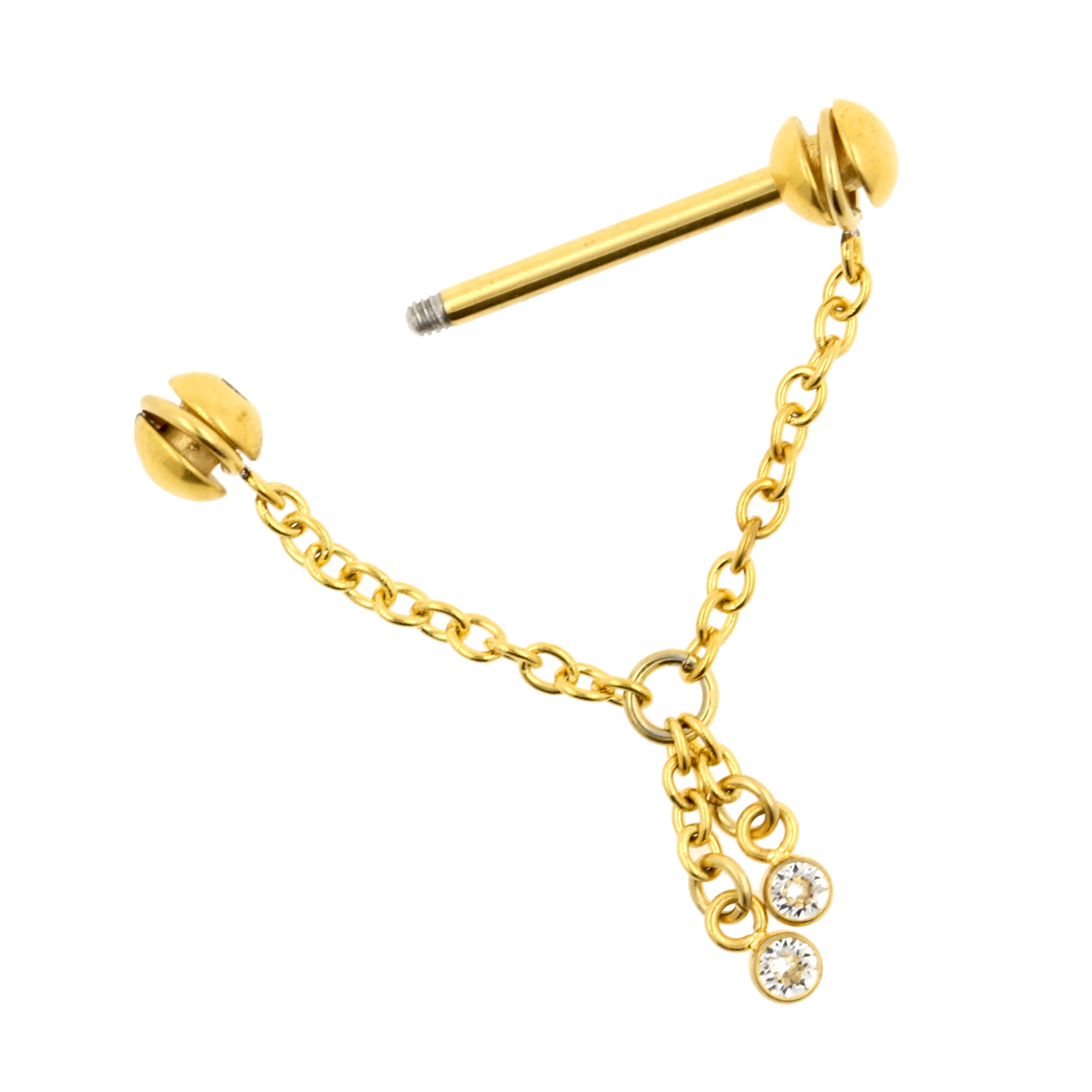 Surgical Steel Nipple Barbell With Chain Gold