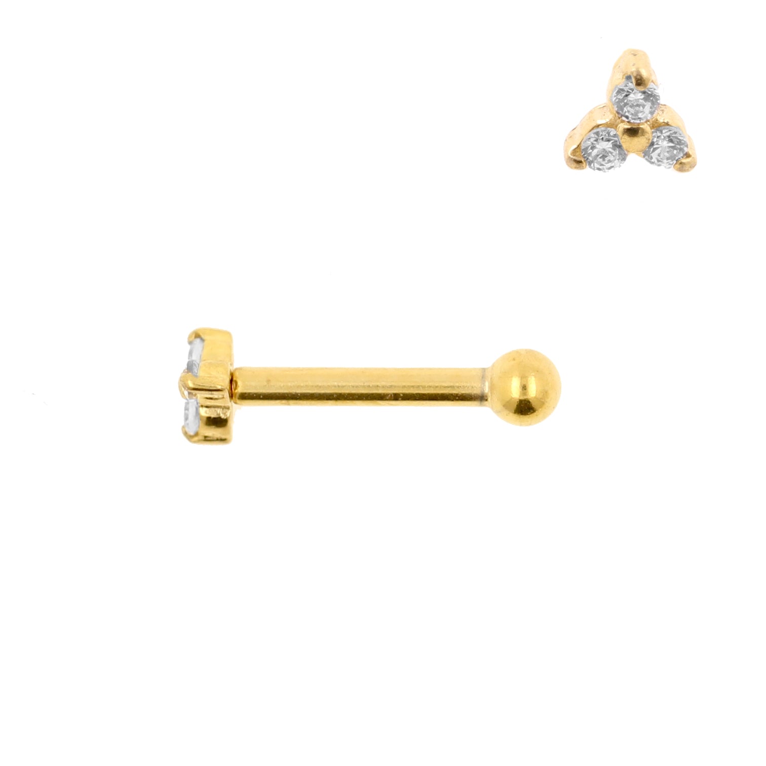 Surgical Steel Tragus Barbell - Zirconia Trinity