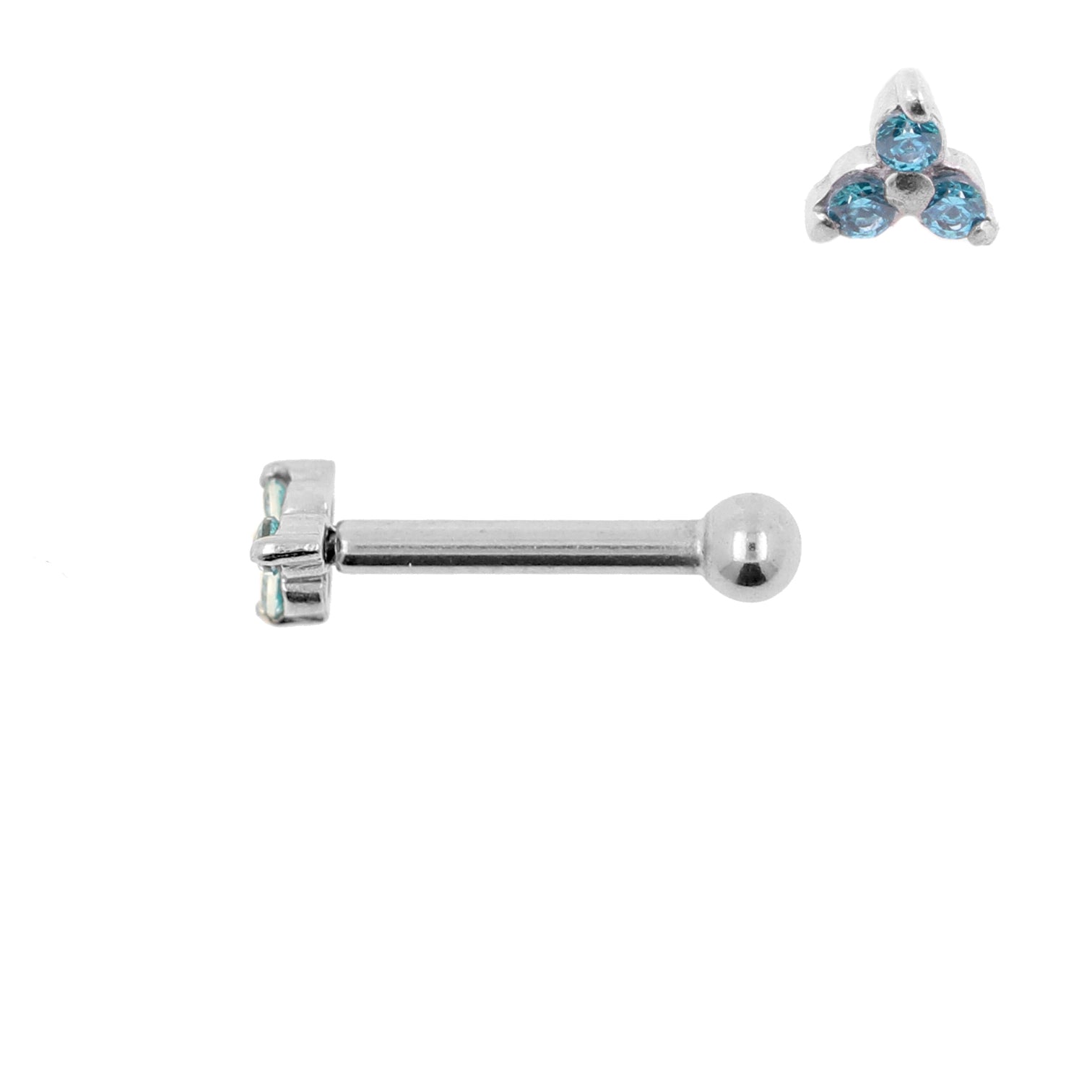 Surgical Steel Tragus Barbell - Zirconia Trinity Mint Green