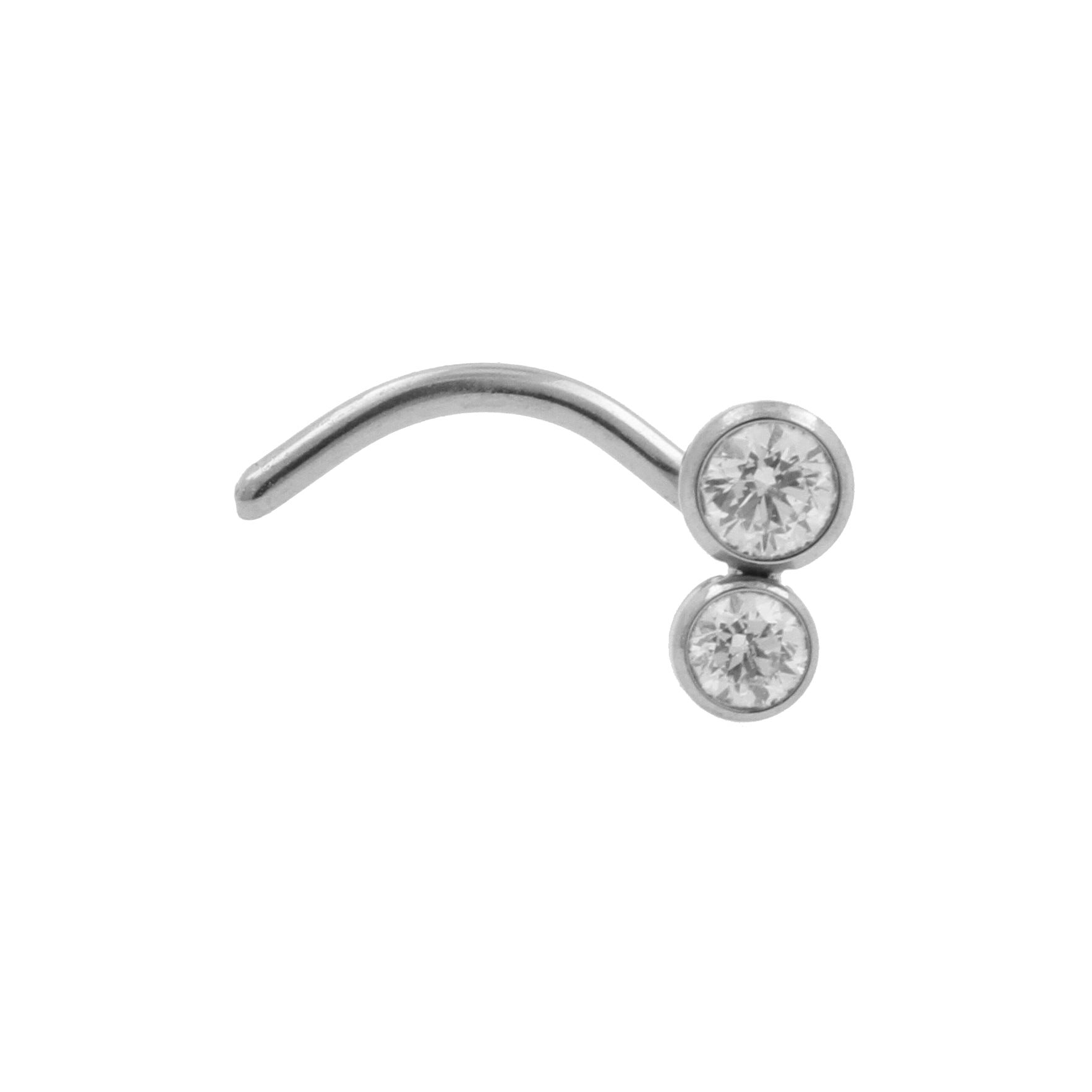 Titanium Nose Stud With Zirconia - Double