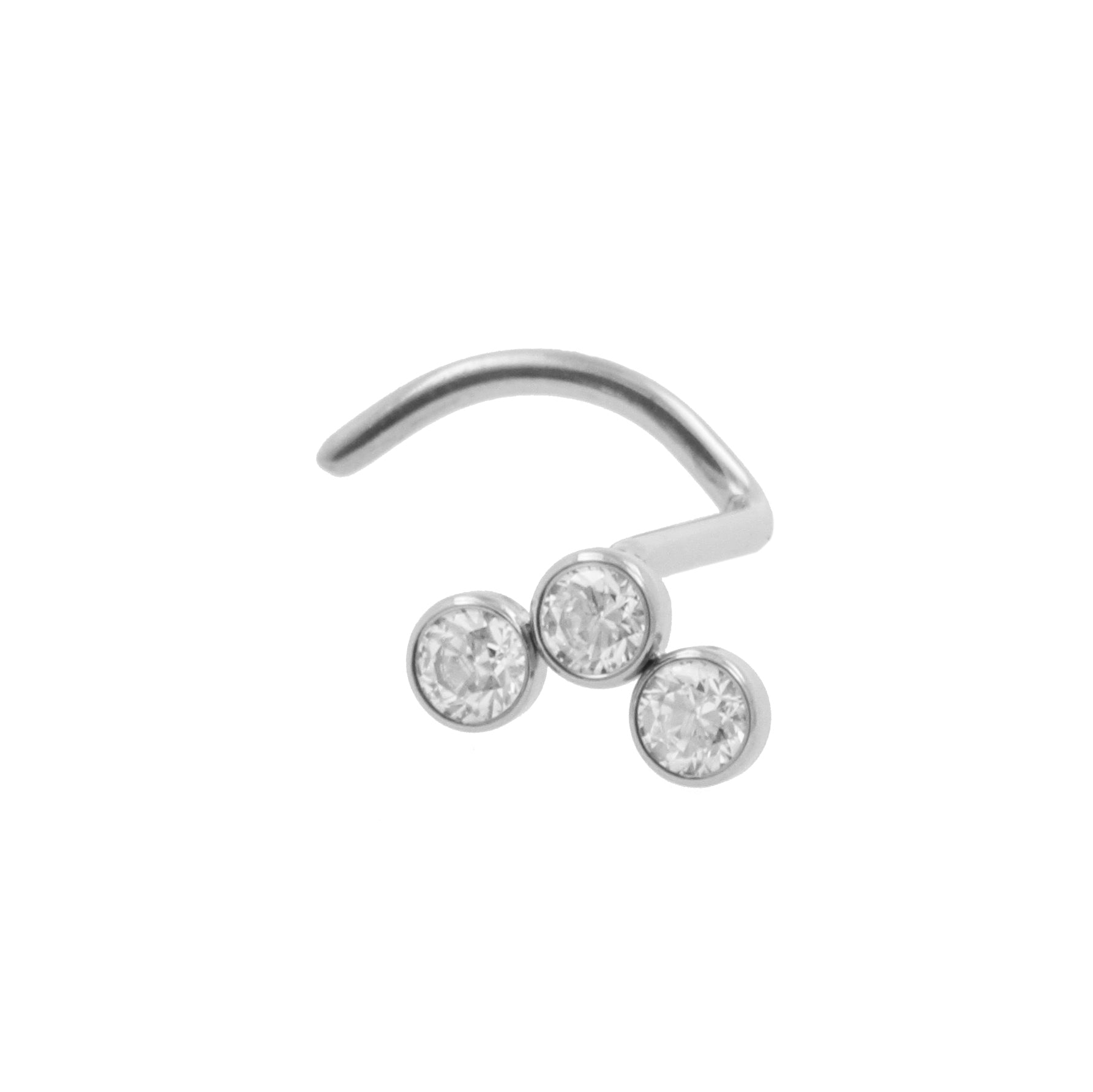 Titanium Nose Stud With Zirconia - Triple