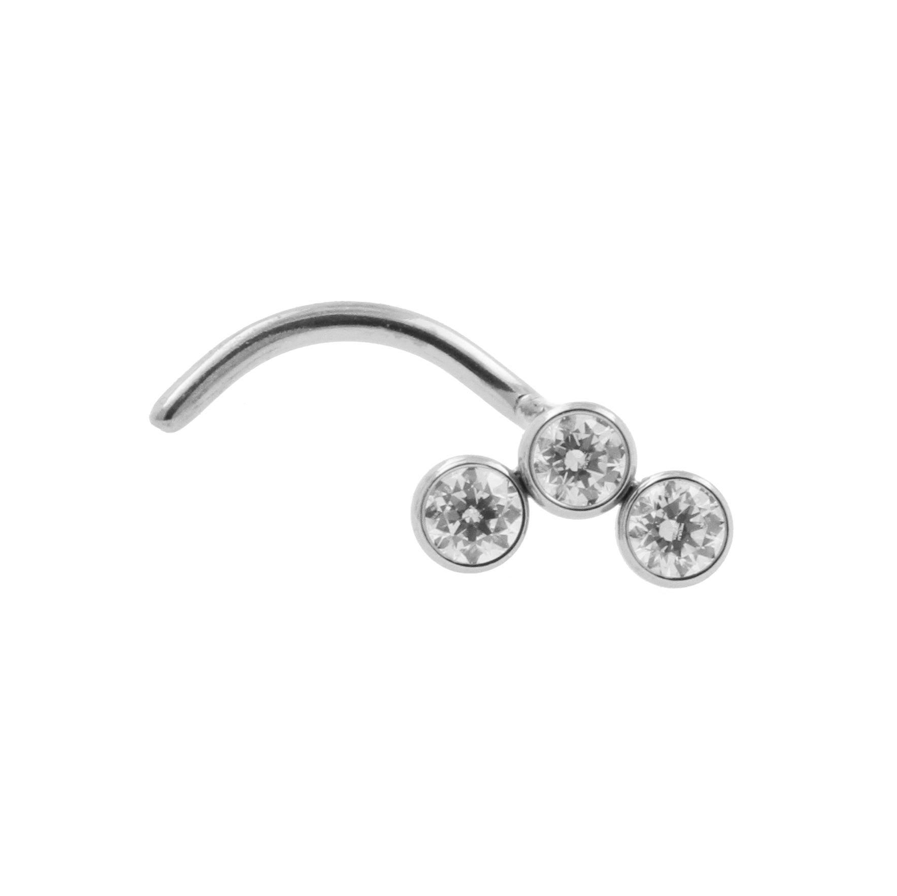 Titanium Nose Stud With Zirconia - Triple