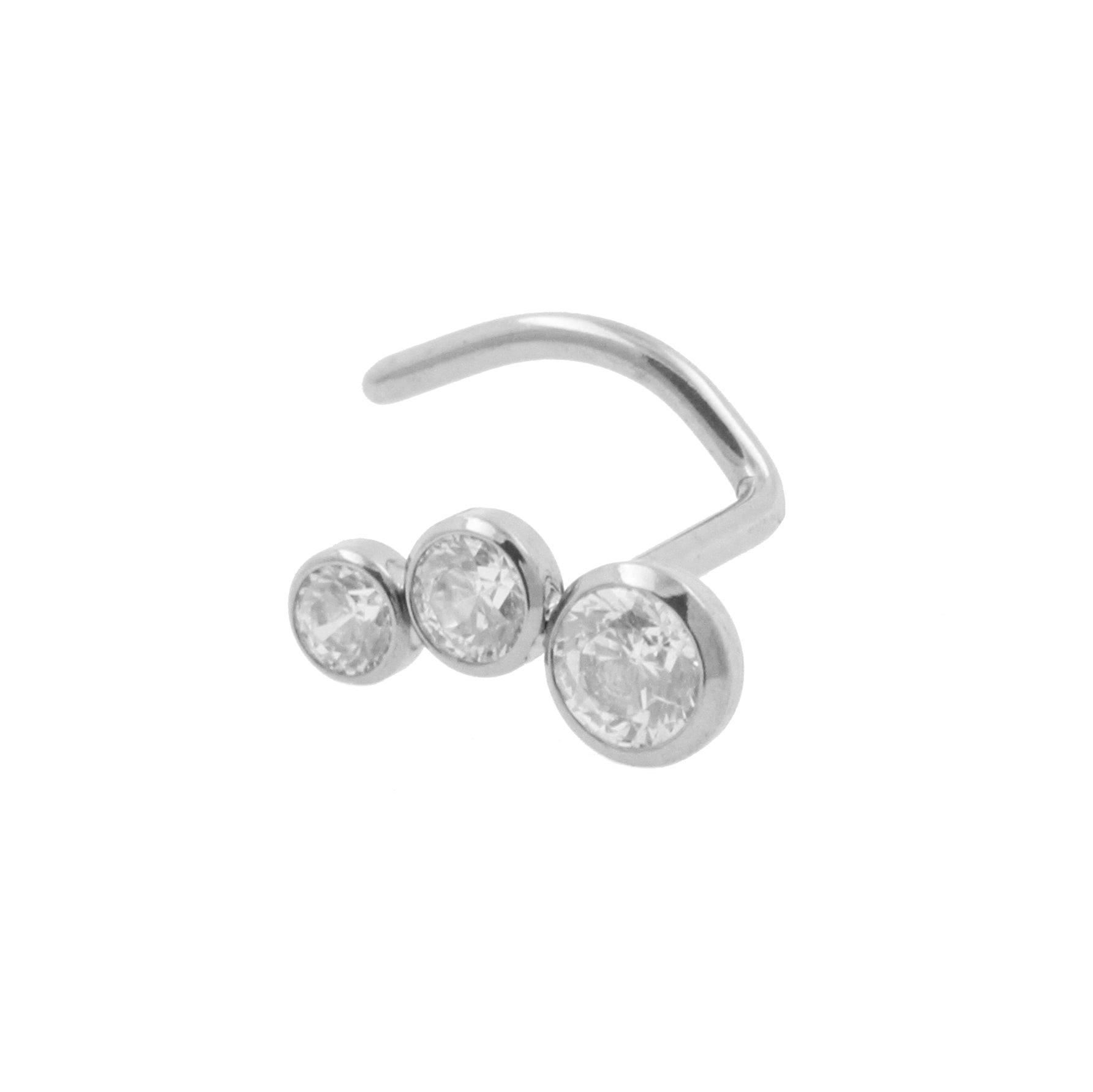 Titanium Nose Stud With Zirconia Bow - Right