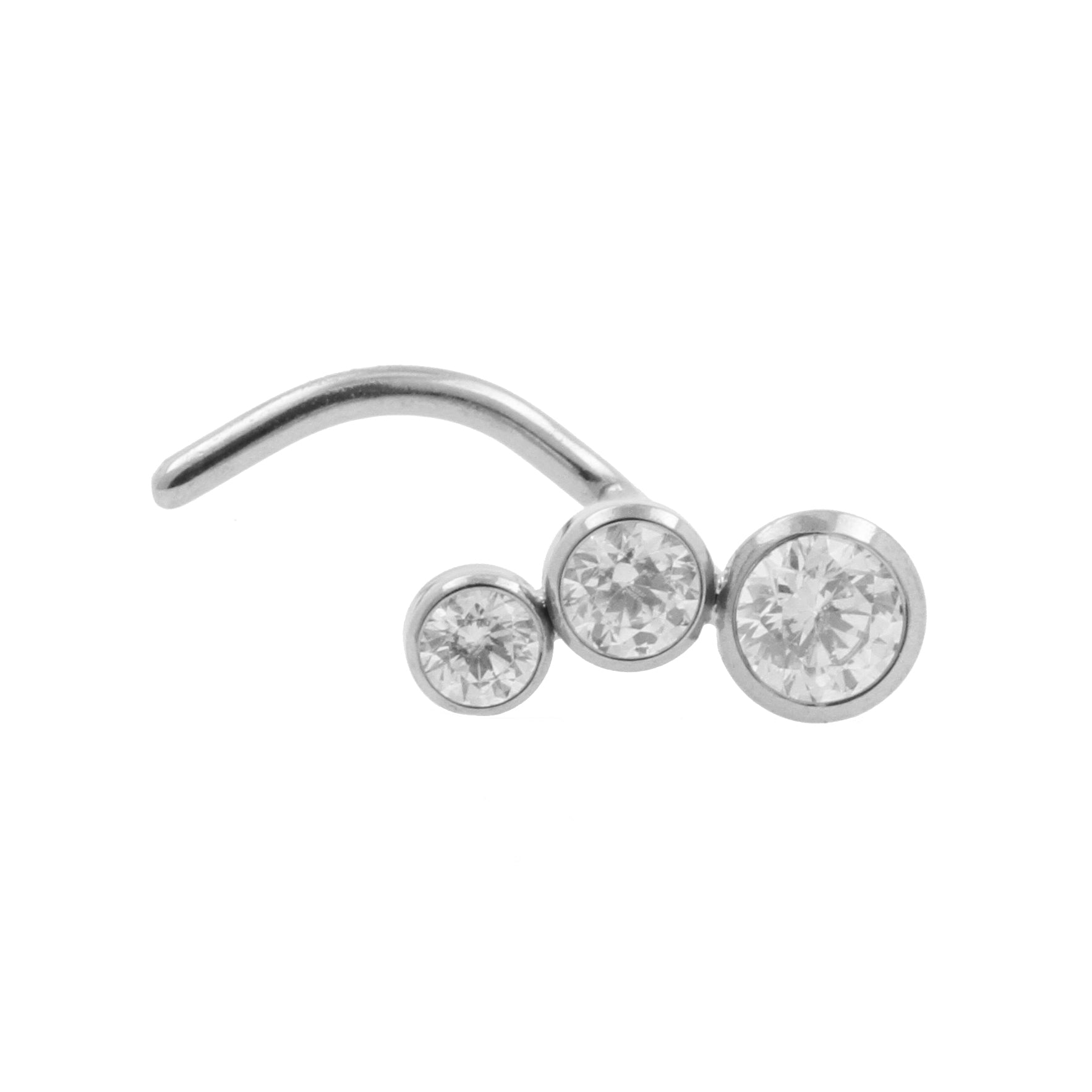 Titanium Nose Stud With Zirconia Bow - Right