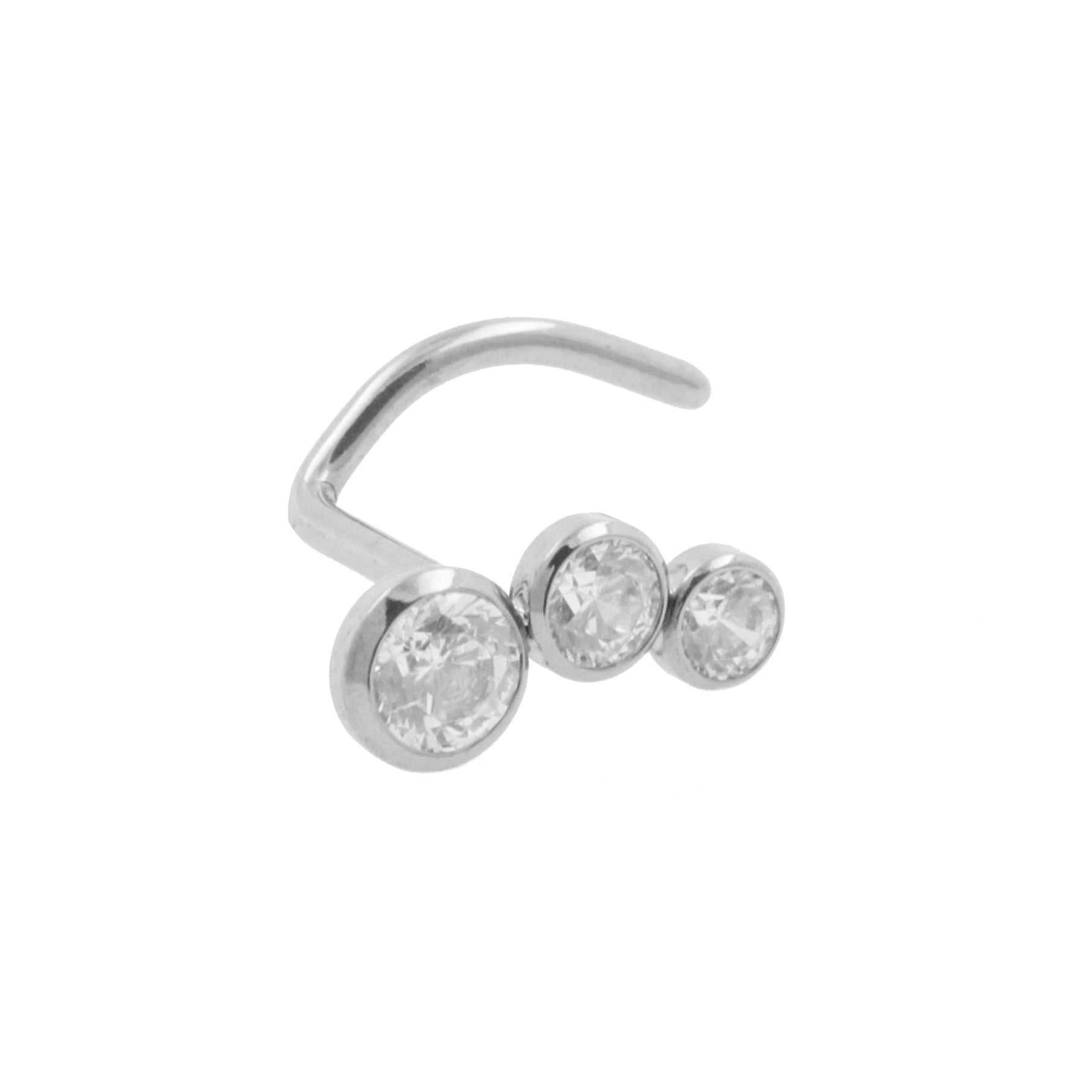 Titanium Neuspiercing Met Zirkonia Boog - Links