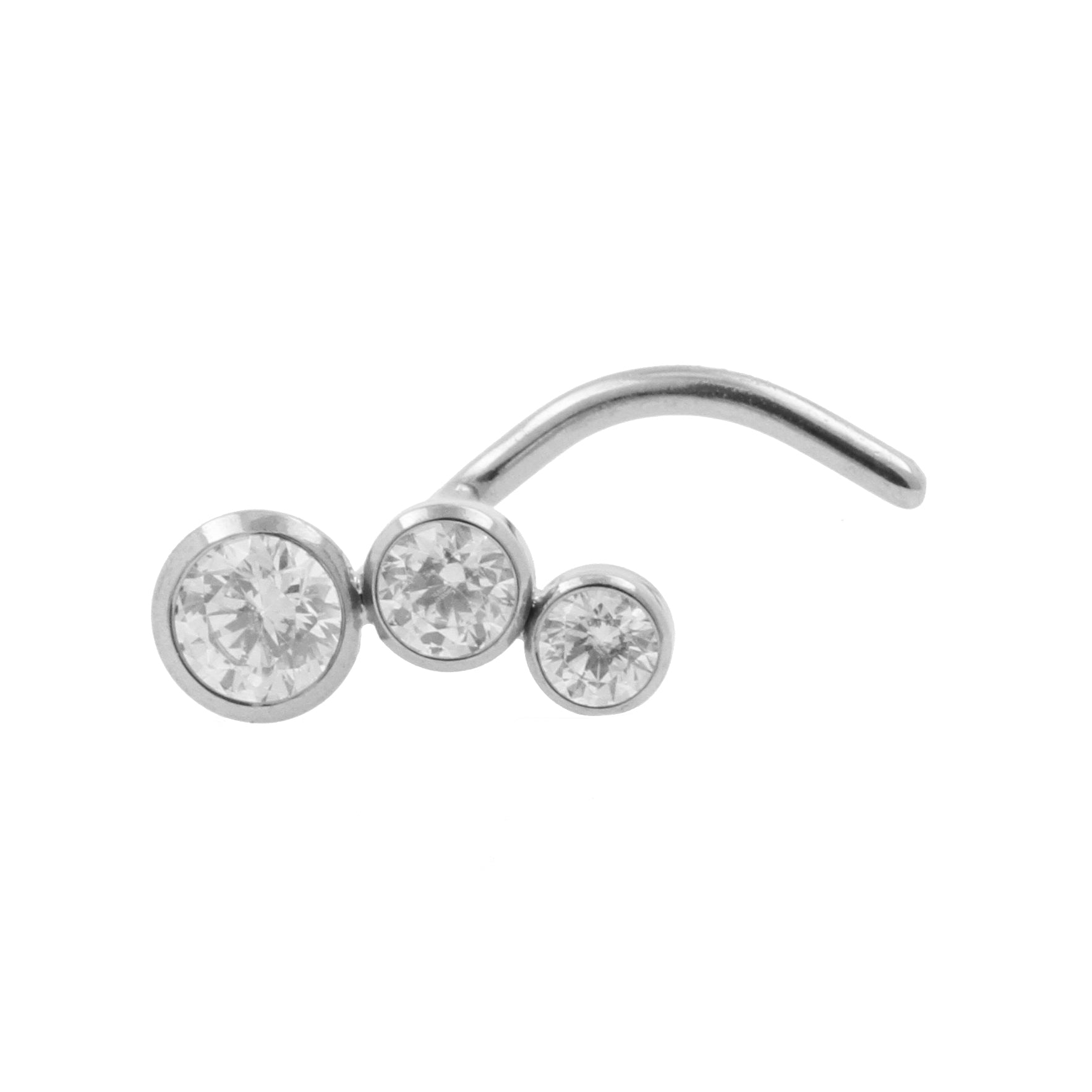 Titanium Neuspiercing Met Zirkonia Boog - Links