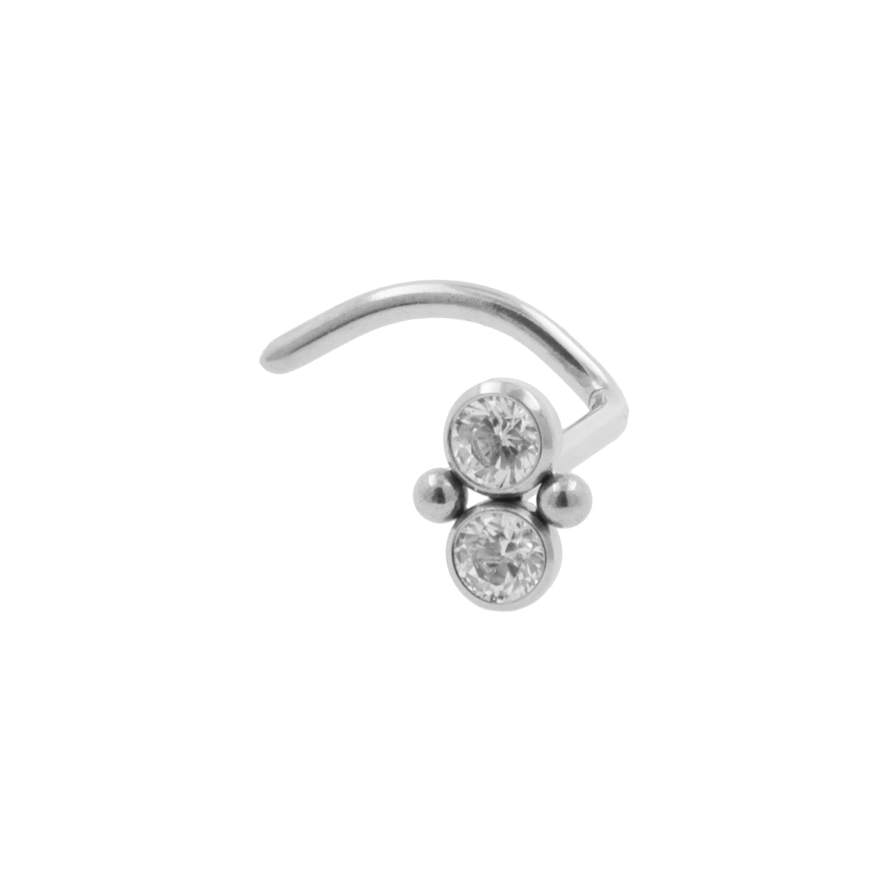 Titanium Nose Stud With Zirconia Cluster