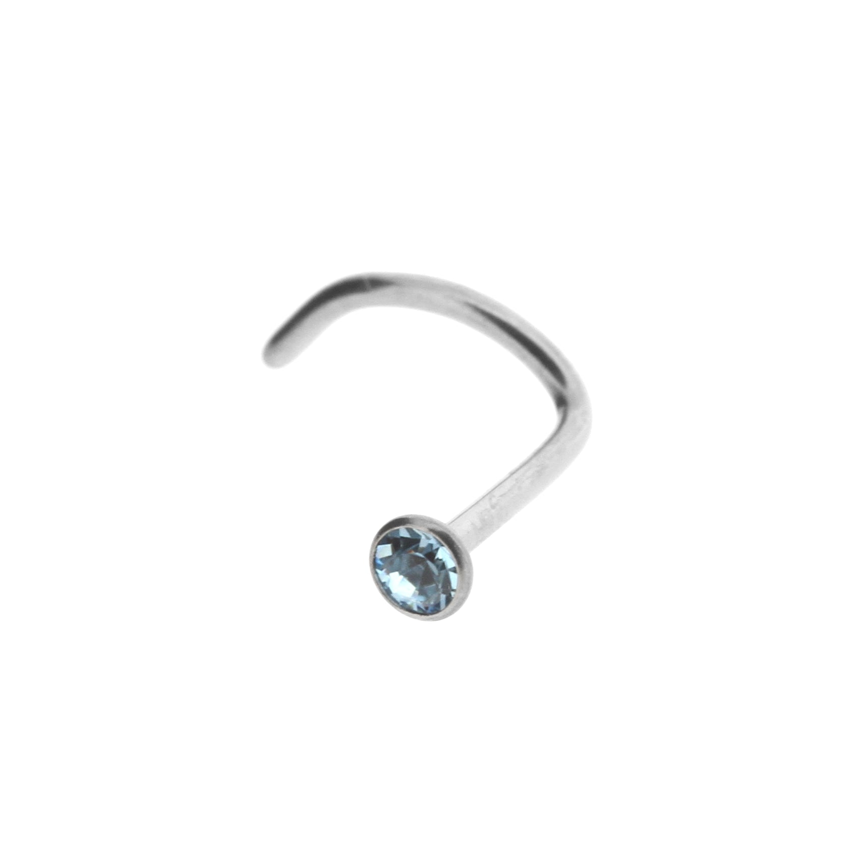 Titanium Jewelled Nosestud Aquamarine