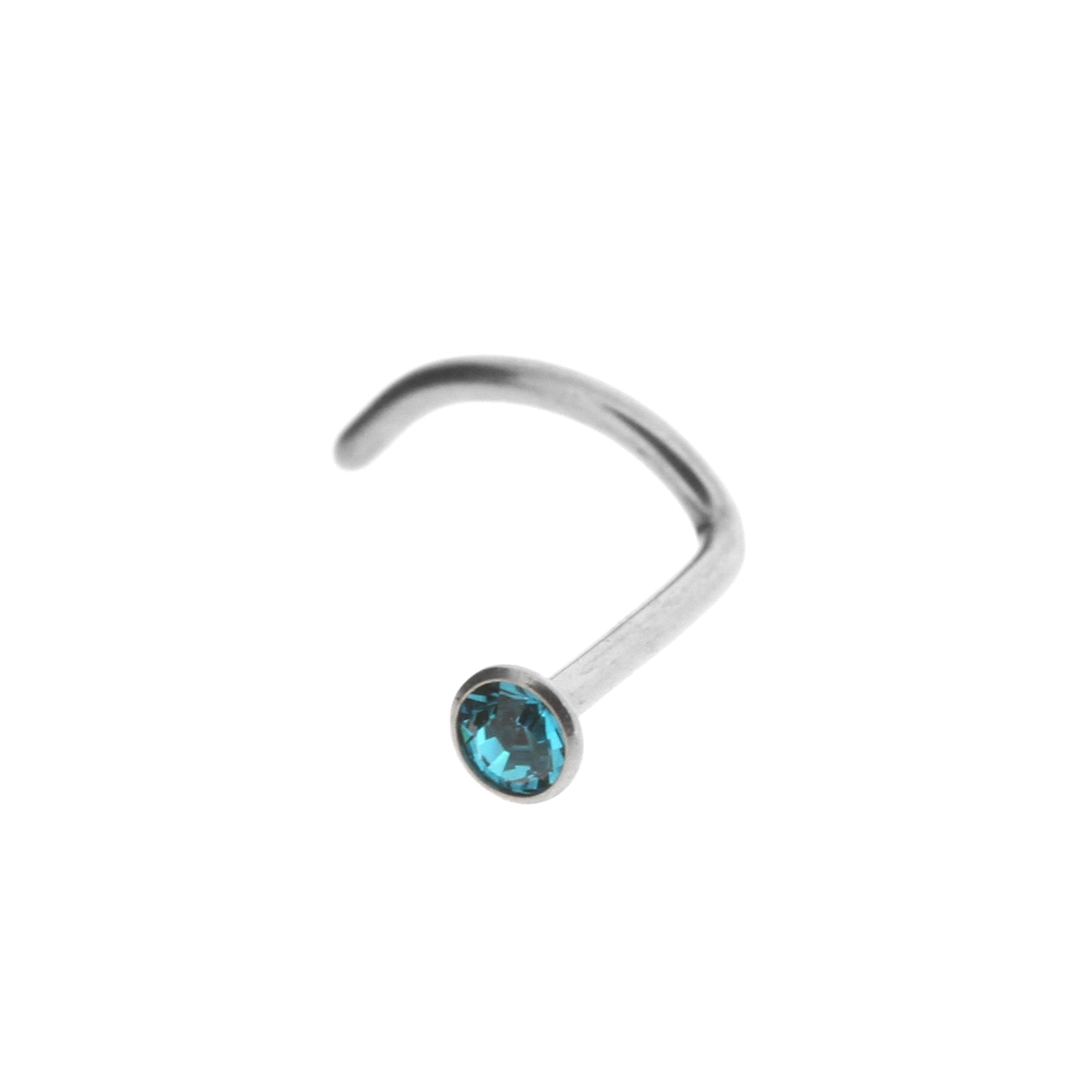 Titanium Jewelled Nosestud Blue Zircon