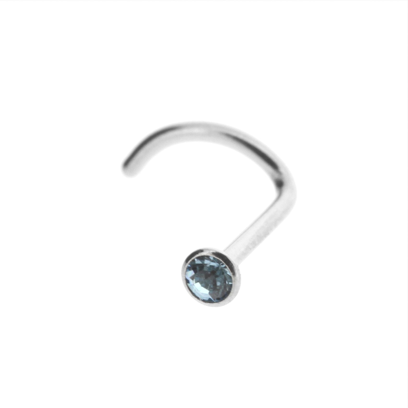 Surgical Steel Jewelled Nosestud Aquamarine