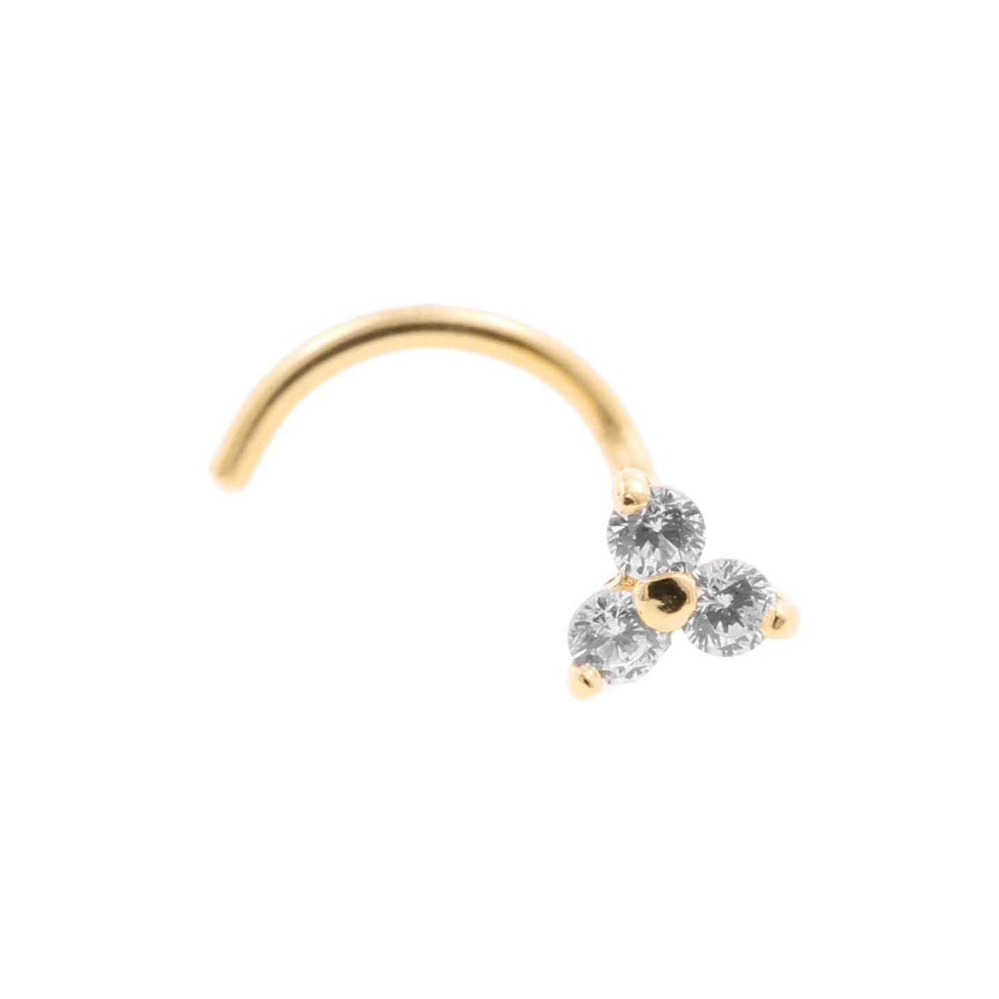 18 Karat Gold Nosestud Trinity With Zirconia Clear