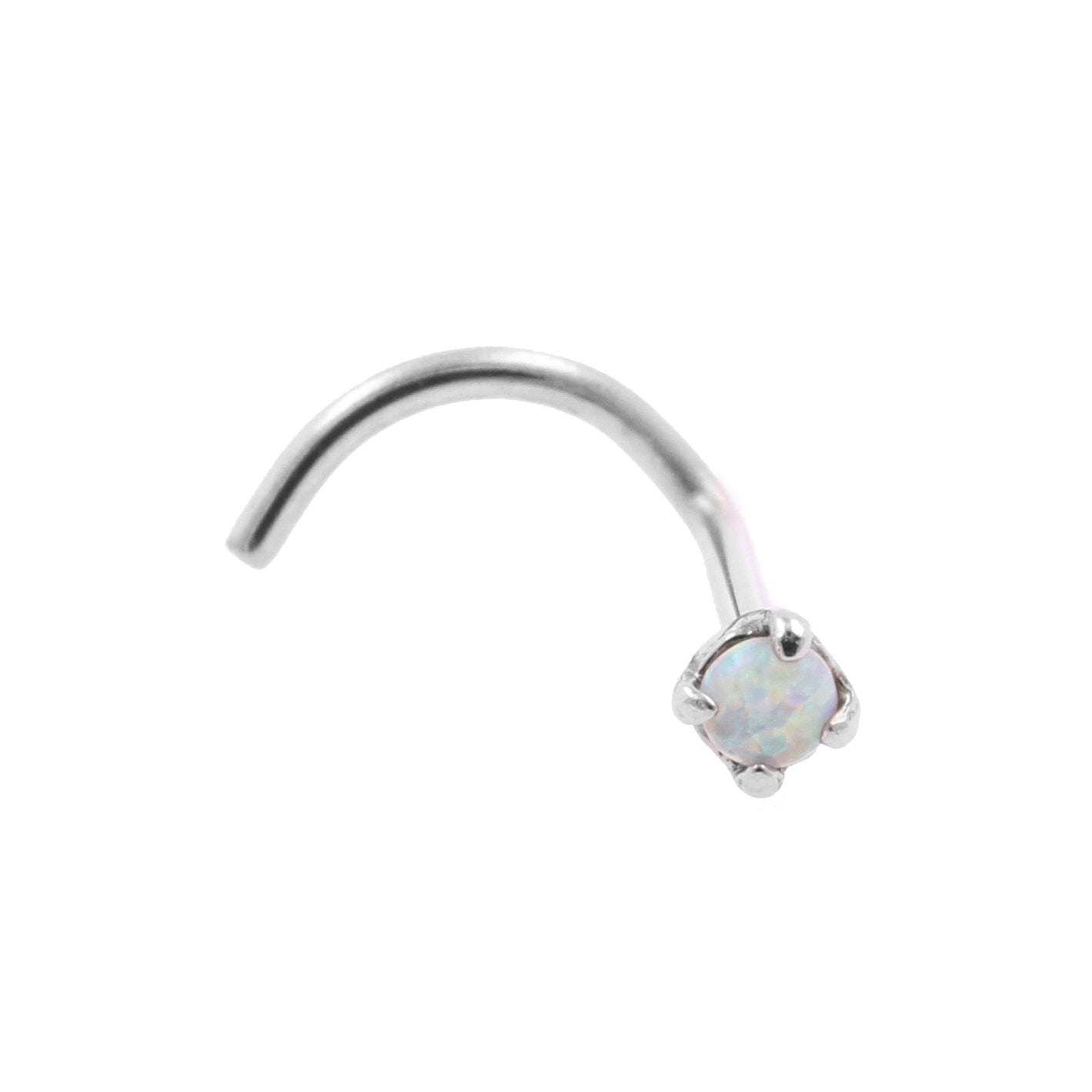 Surgical Steel Prong-set Opal Nosestud White Opal