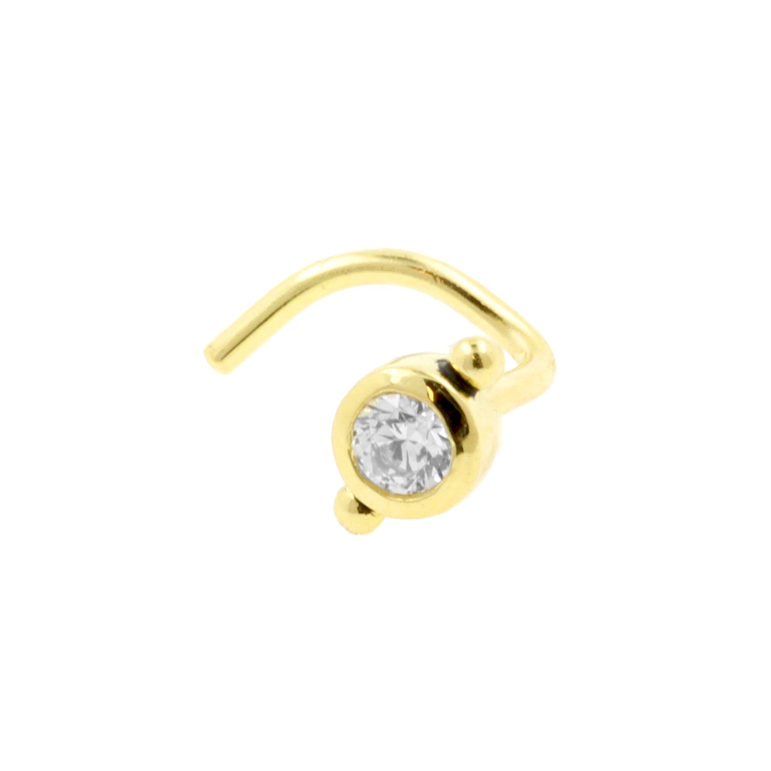 18 Karat Gold Nose Stud With Zirconia - Dots Gold