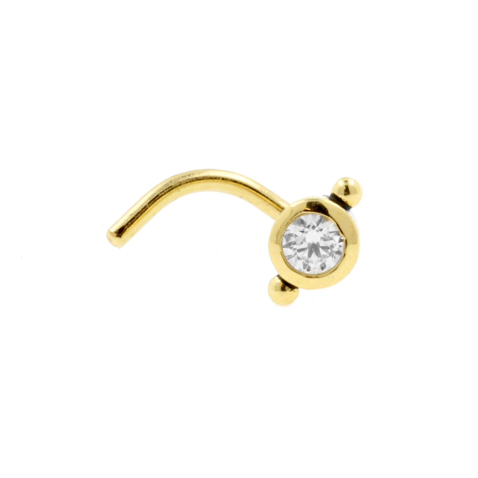 18 Karat Gold Nose Stud With Zirconia - Dots Gold