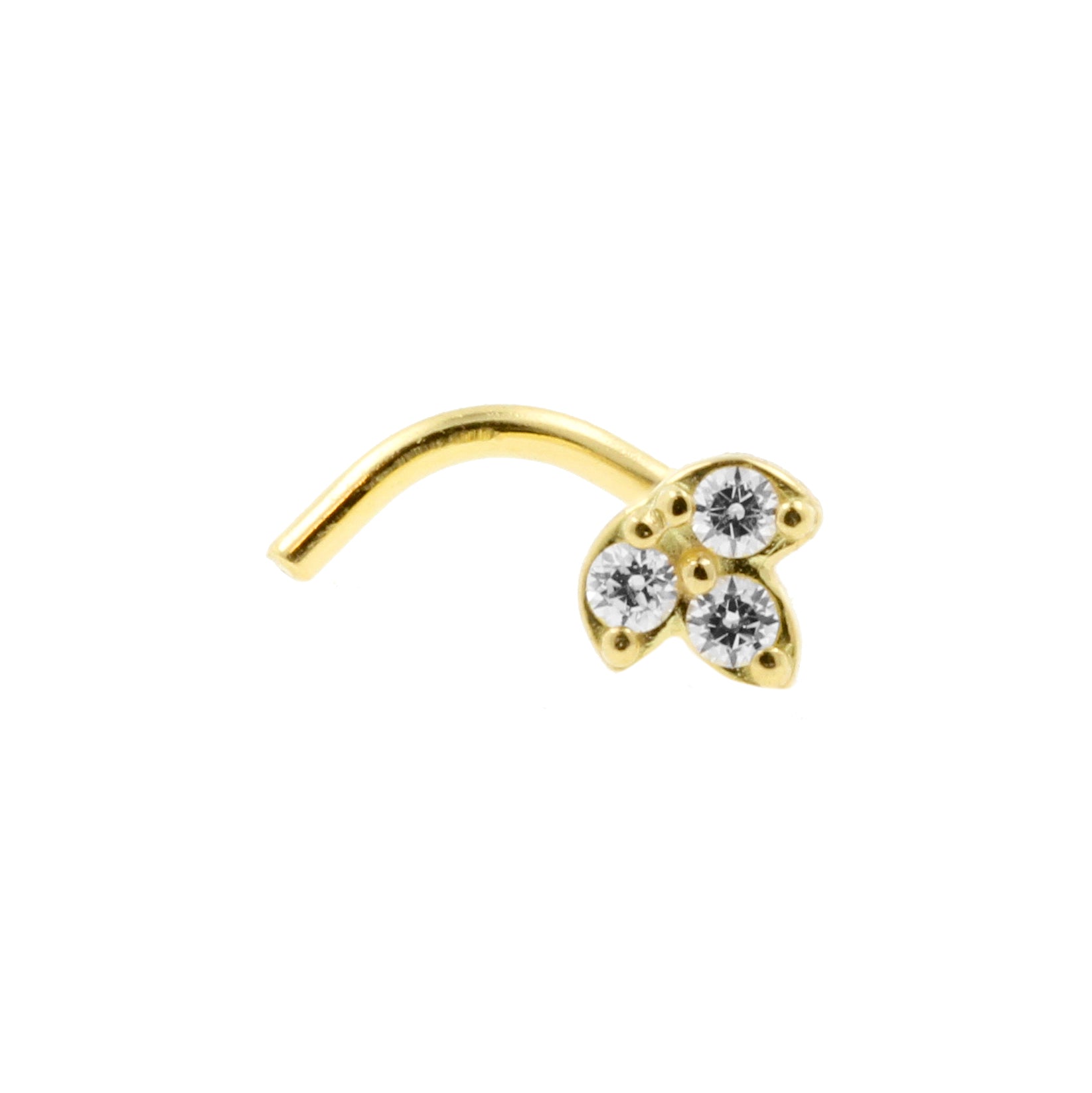 18 Karat Gold Nose Stud With Zirconia - Trinity Gold