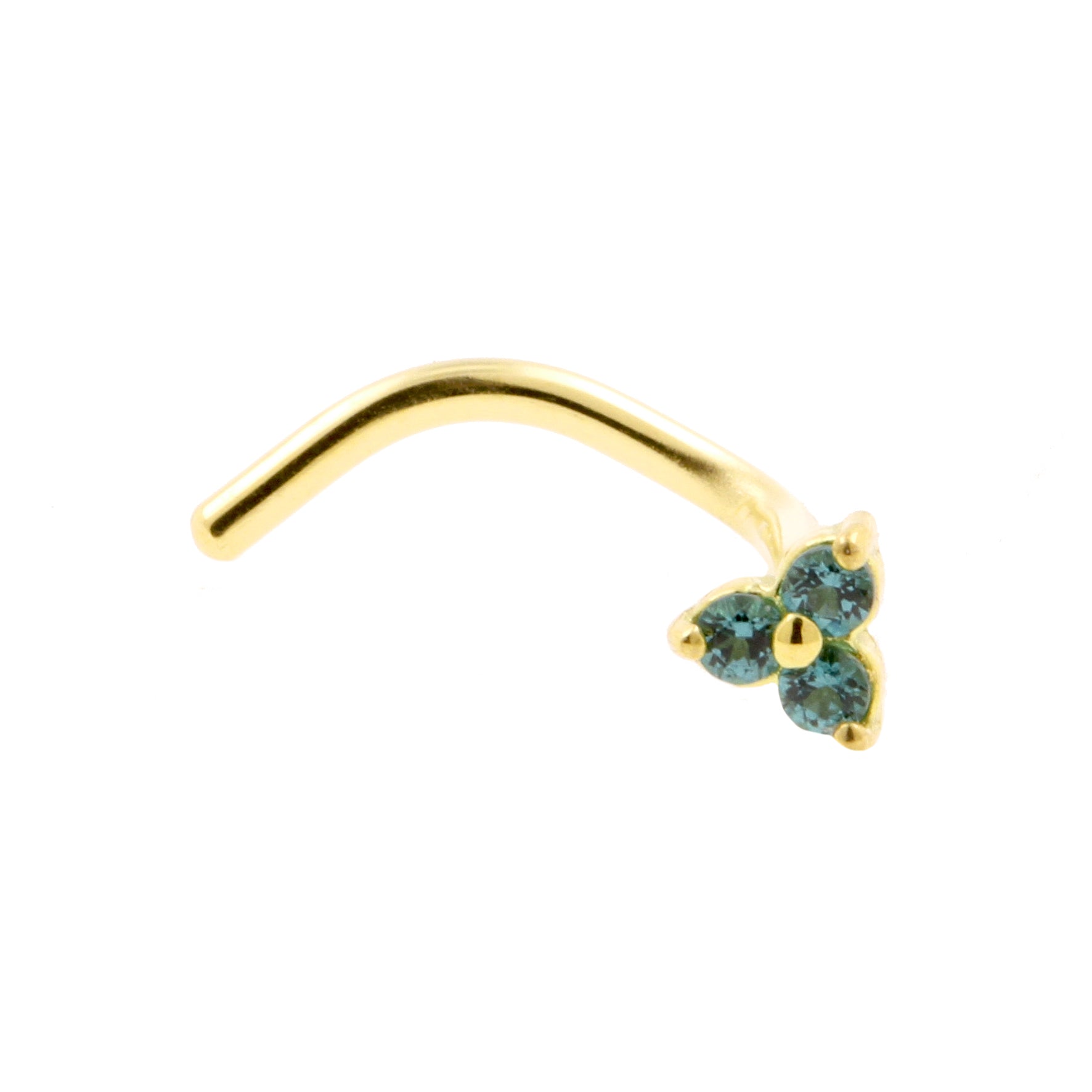 18 Karat Gold Nose Stud With Gems - Trinity