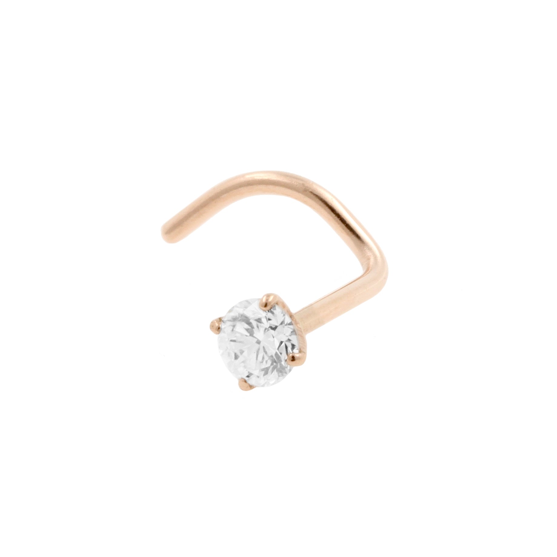 18 Karat Rose Gold Nose Stud With Diamond