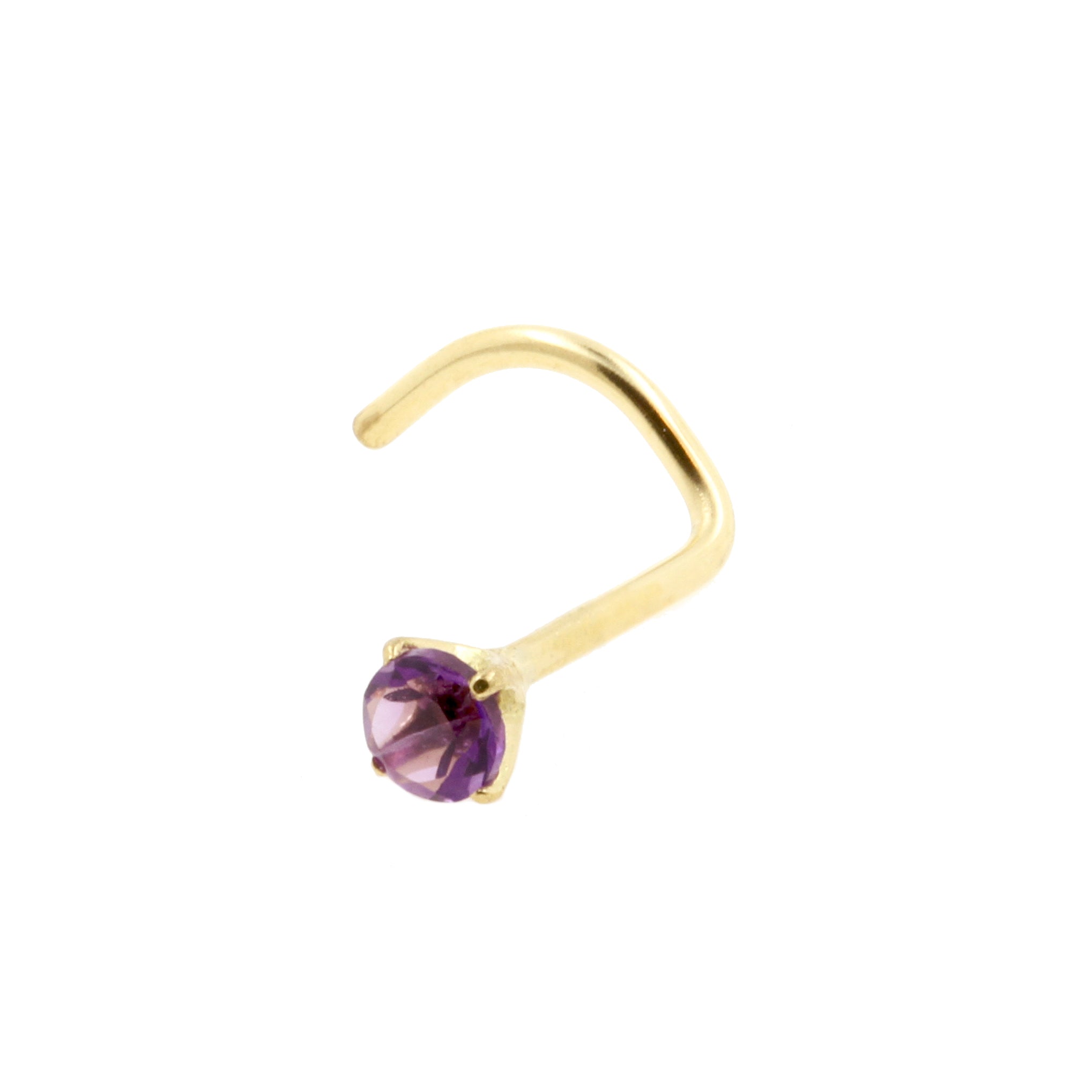 18 Karat Gold Nose Stud With Amethyst