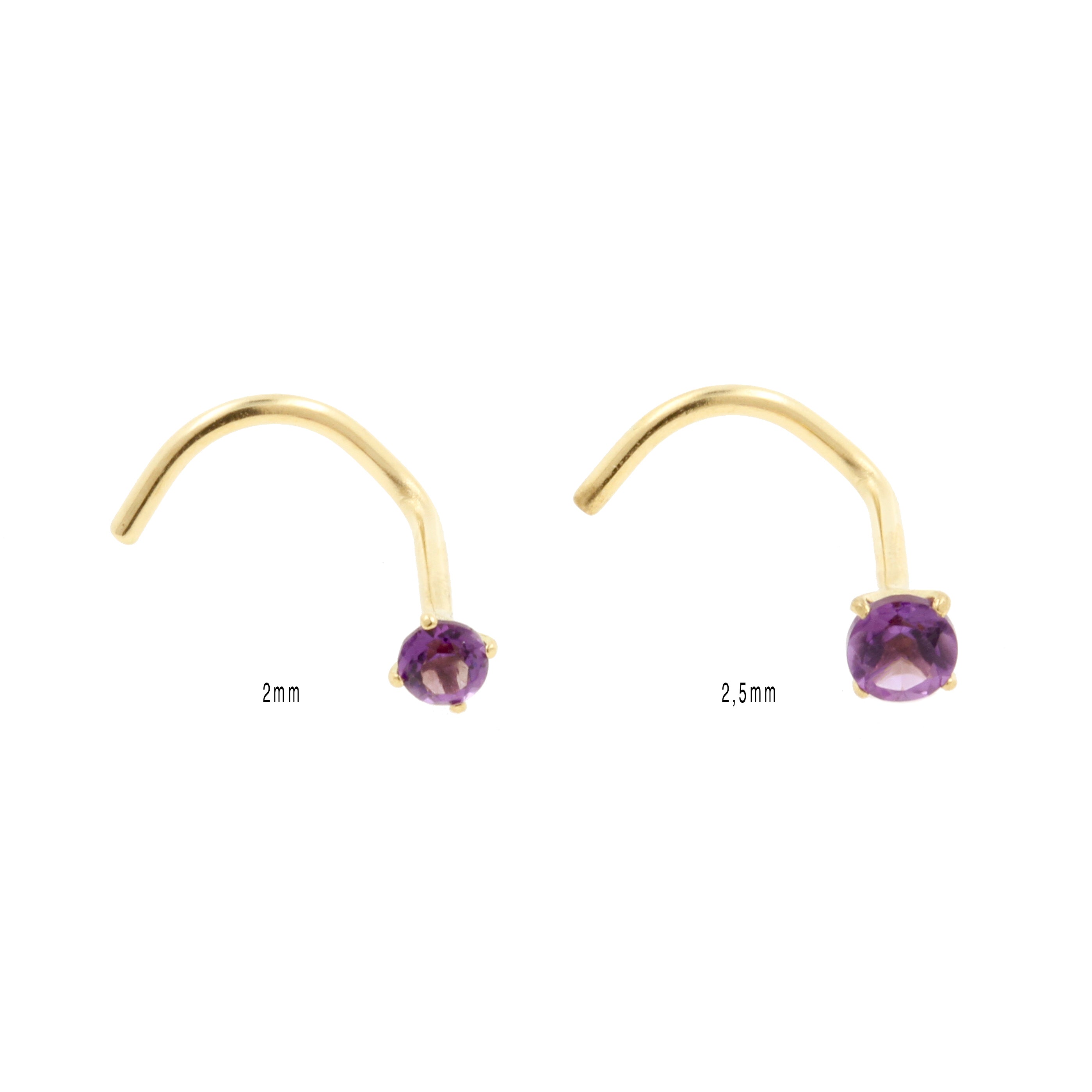 18 Karat Gold Nose Stud With Amethyst