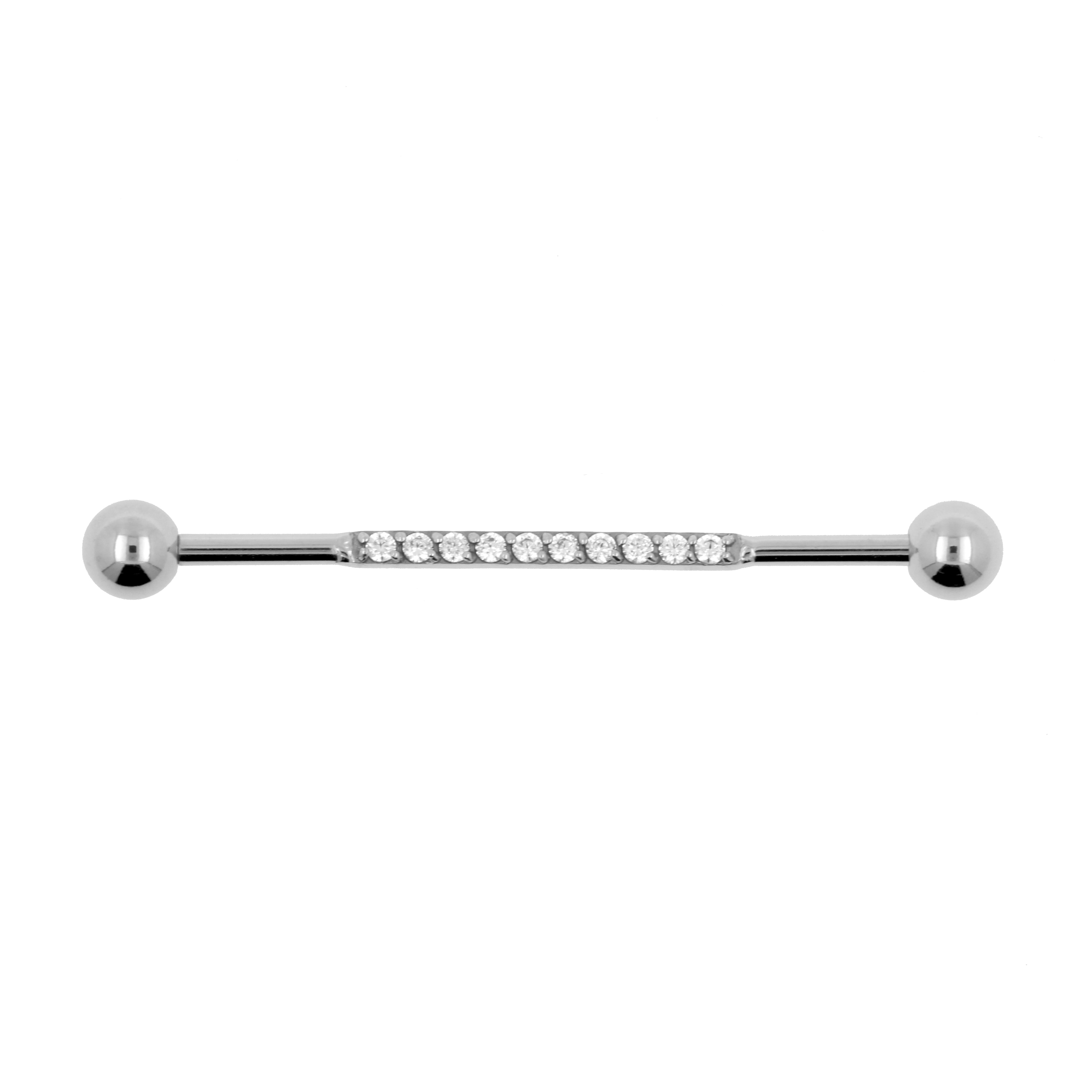 Surgical Steel Jewelled Industrial Barbell Silver