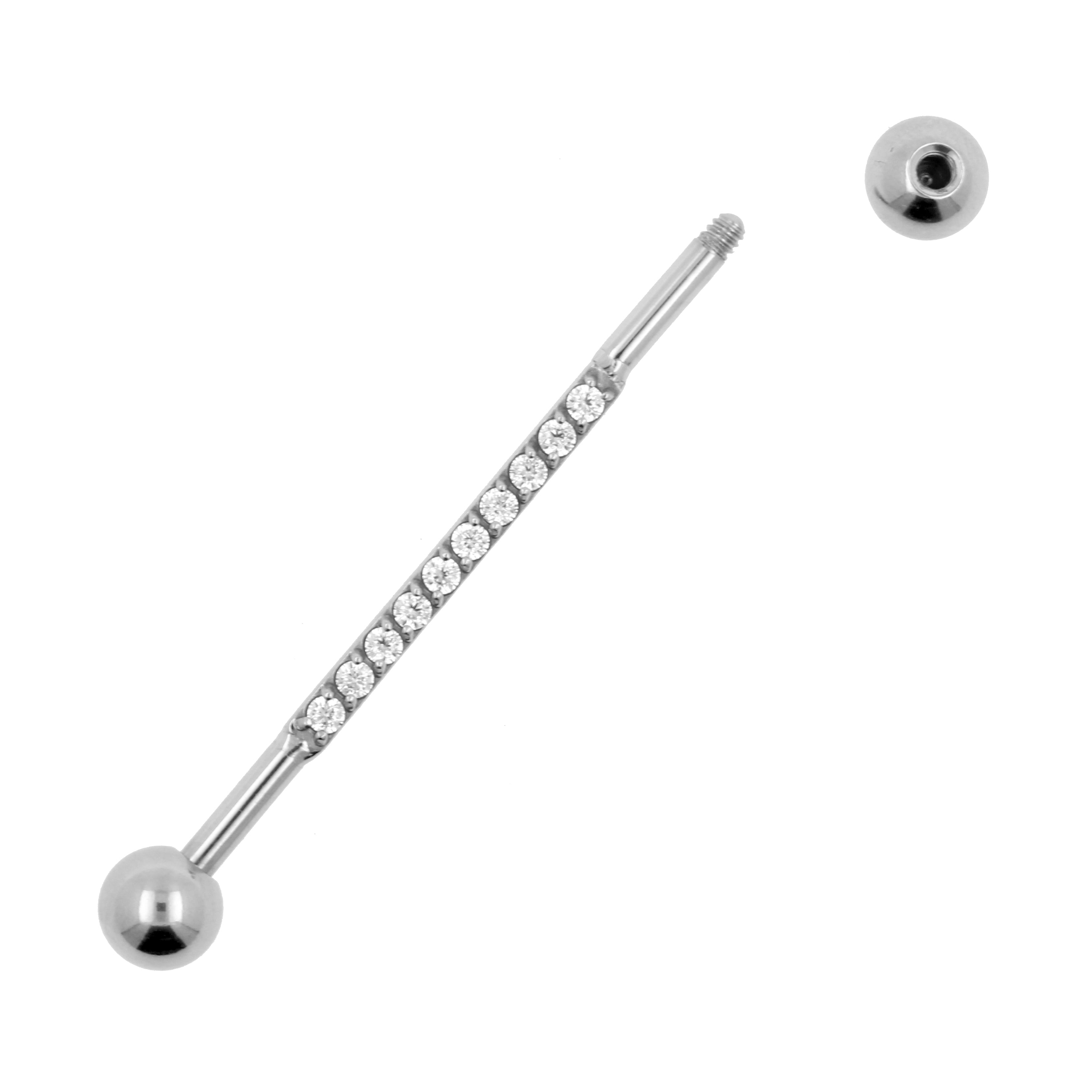 Surgical Steel Jewelled Industrial Barbell Silver