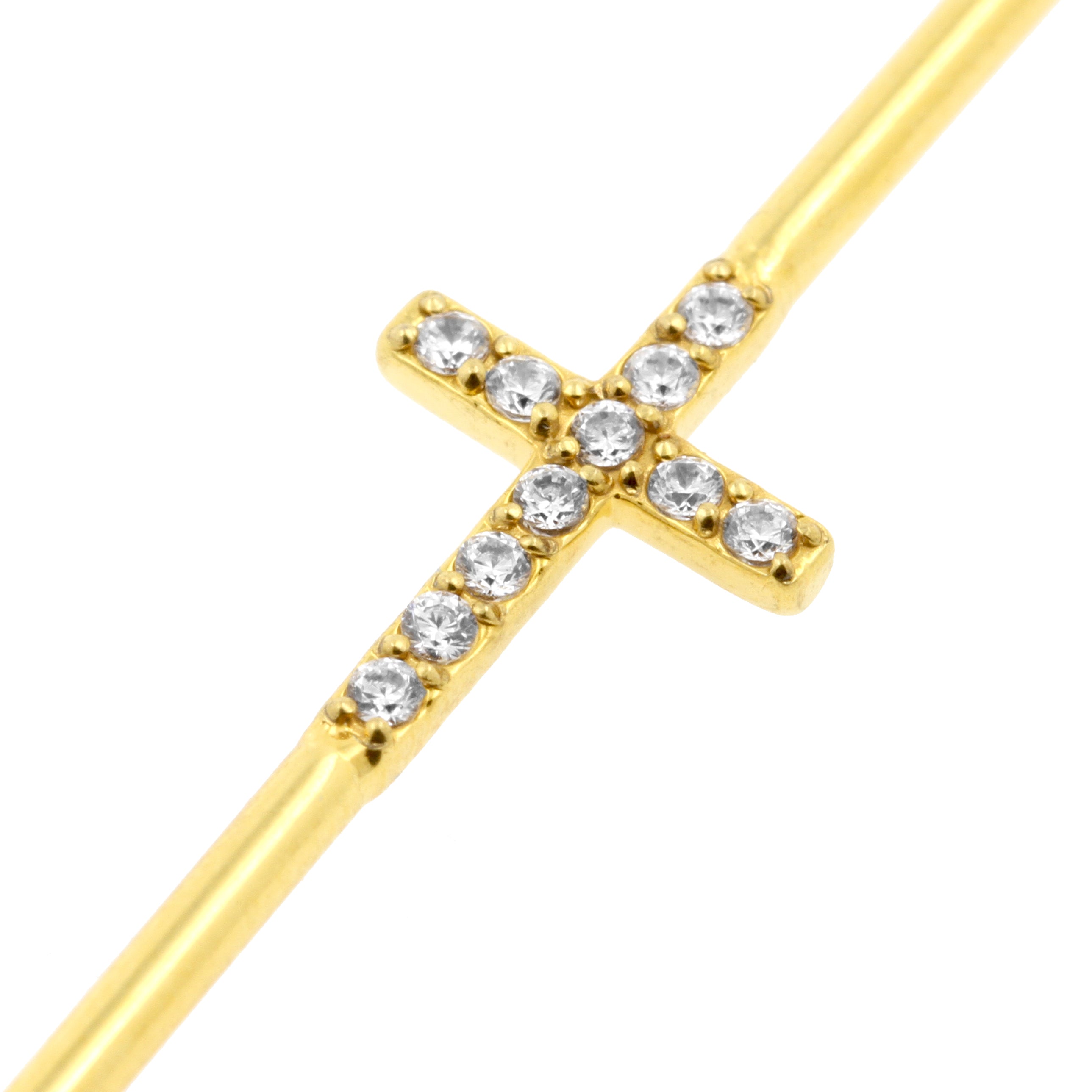 Surgical Steel Jewelled Industrial Barbell - Cross Gold