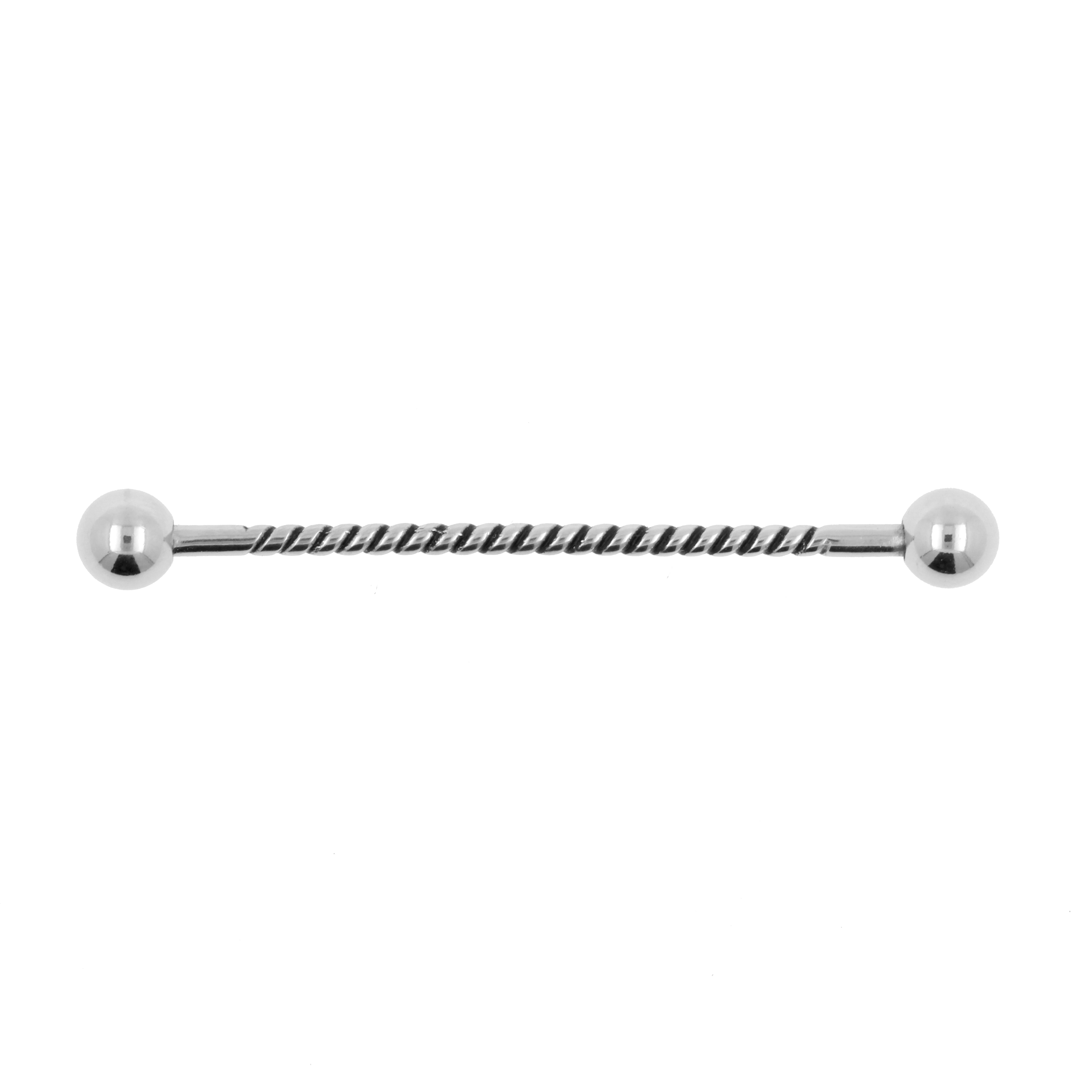 Surgical Steel Industrial Barbell - Twisted Wire Silver