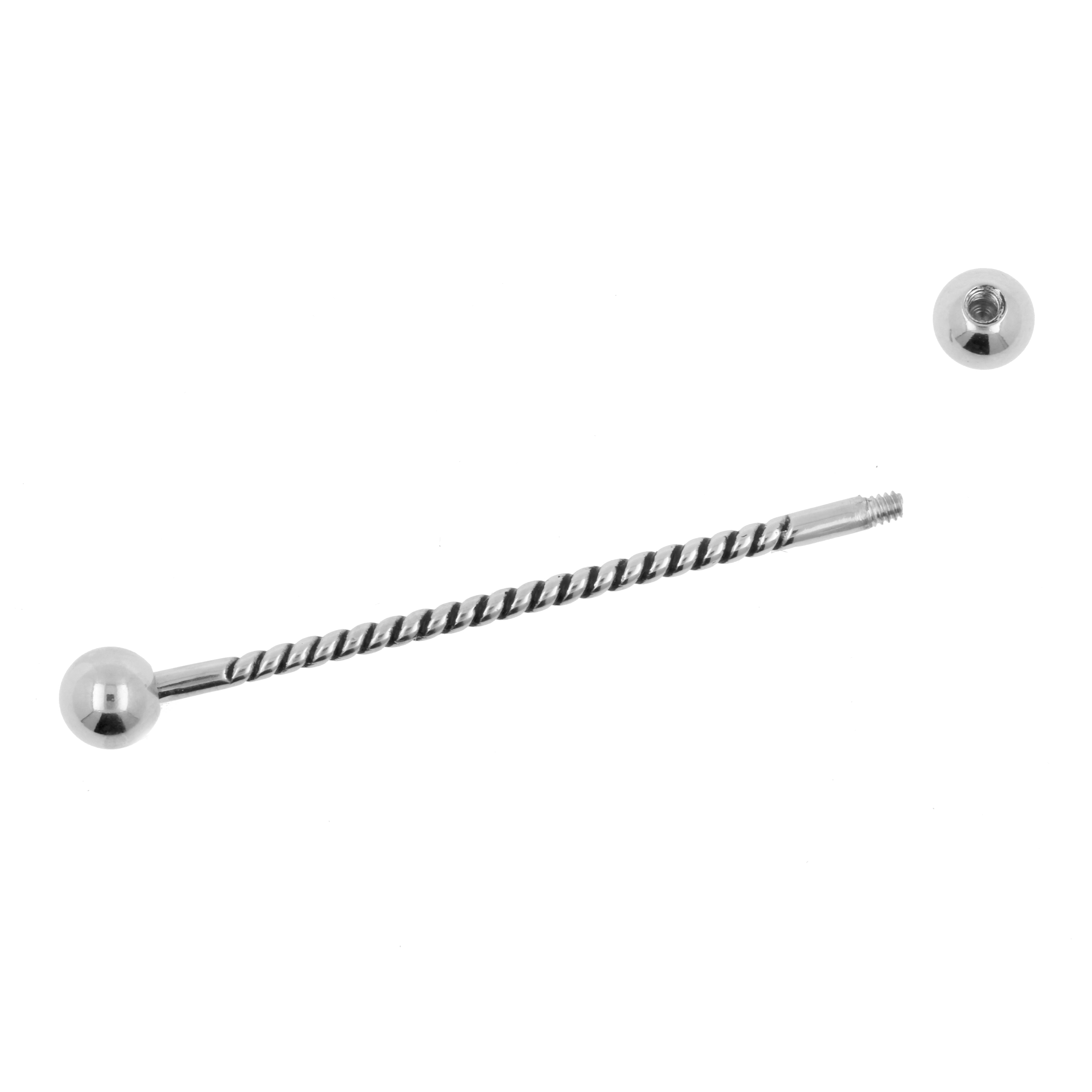 Surgical Steel Industrial Barbell - Twisted Wire Silver