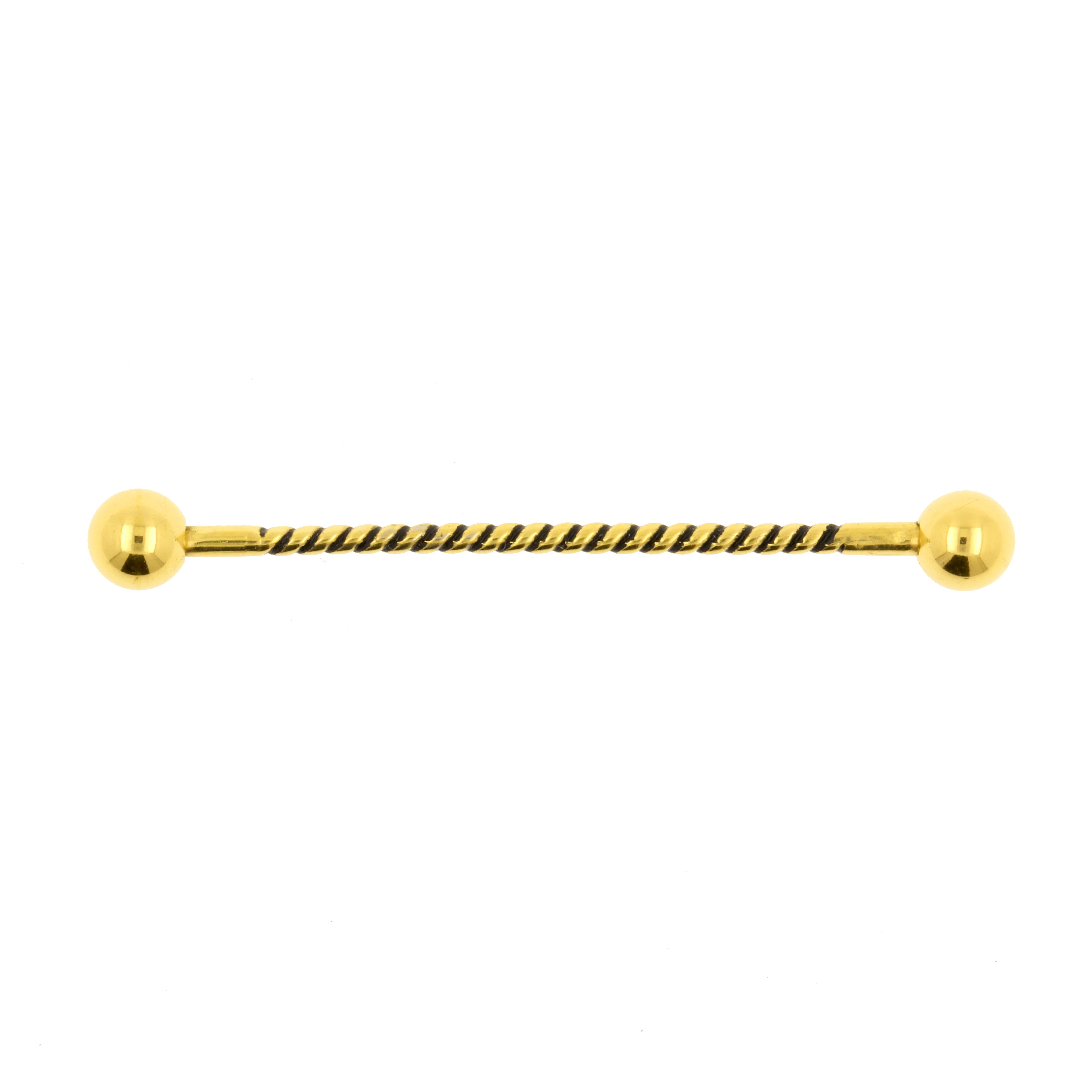 Surgical Steel Industrial Barbell - Twisted Wire Gold