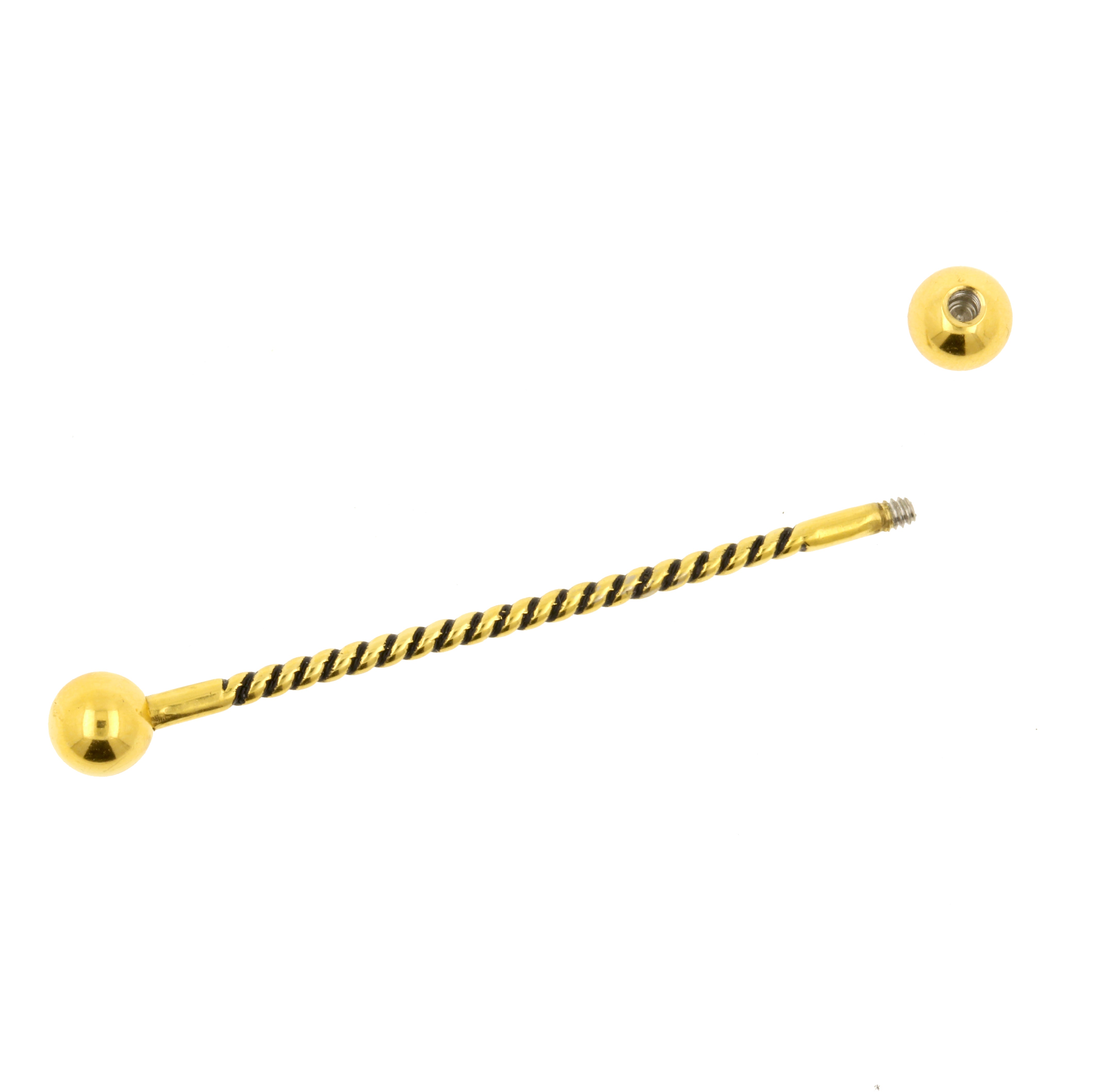 Surgical Steel Industrial Barbell - Twisted Wire Gold