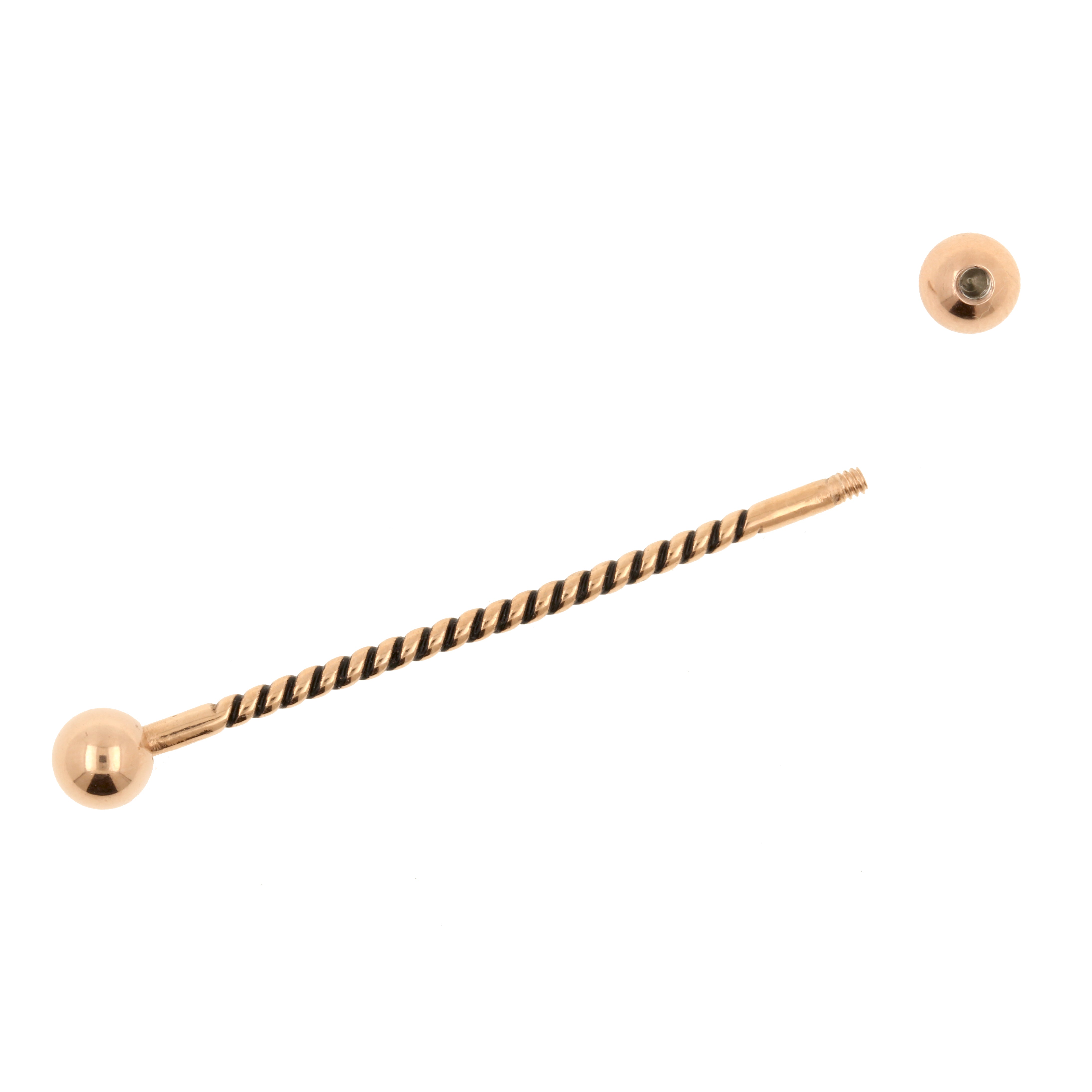 Surgical Steel Industrial Barbell - Twisted Wire Rose Gold