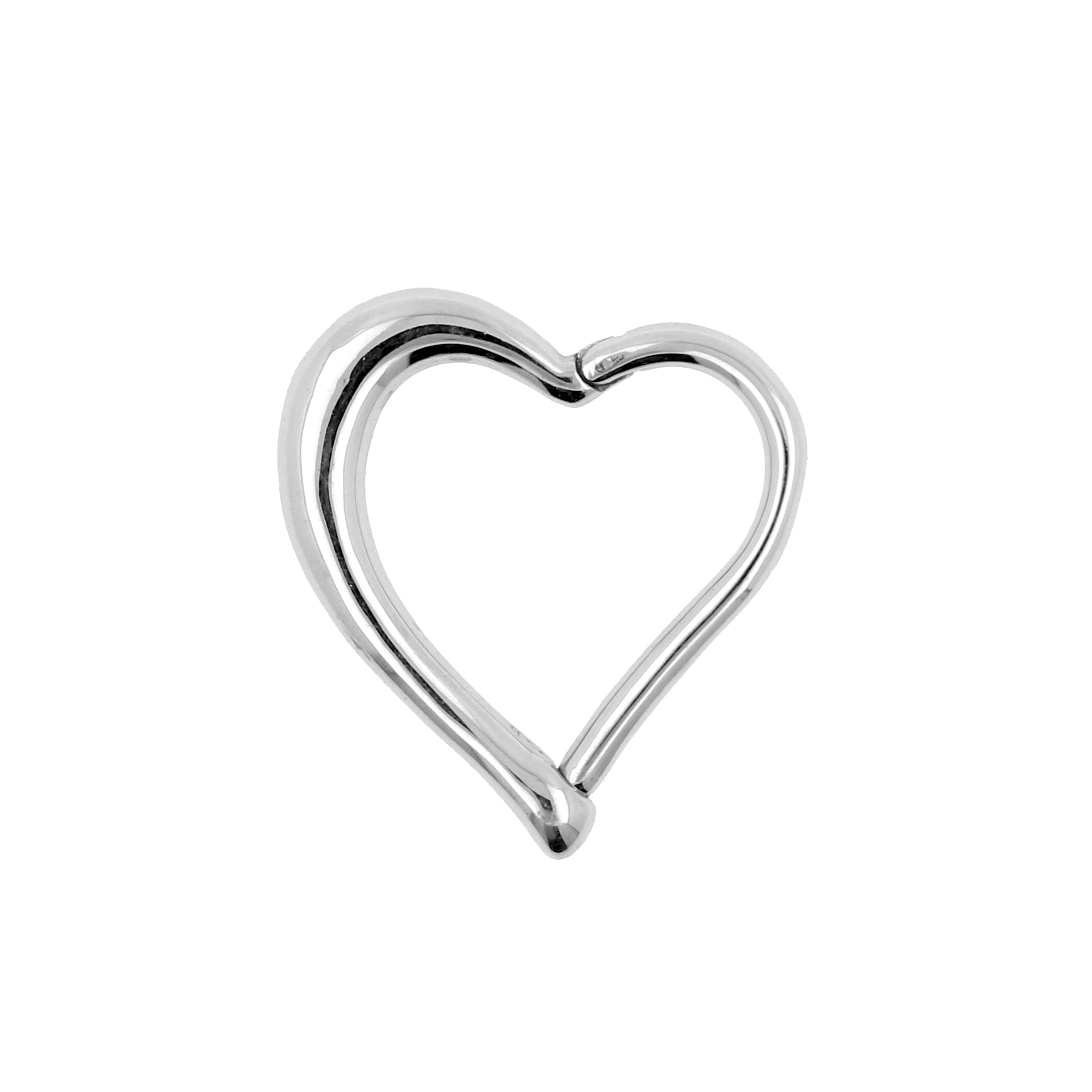 Surgical Steel Heart Shaped Click Ring Silver