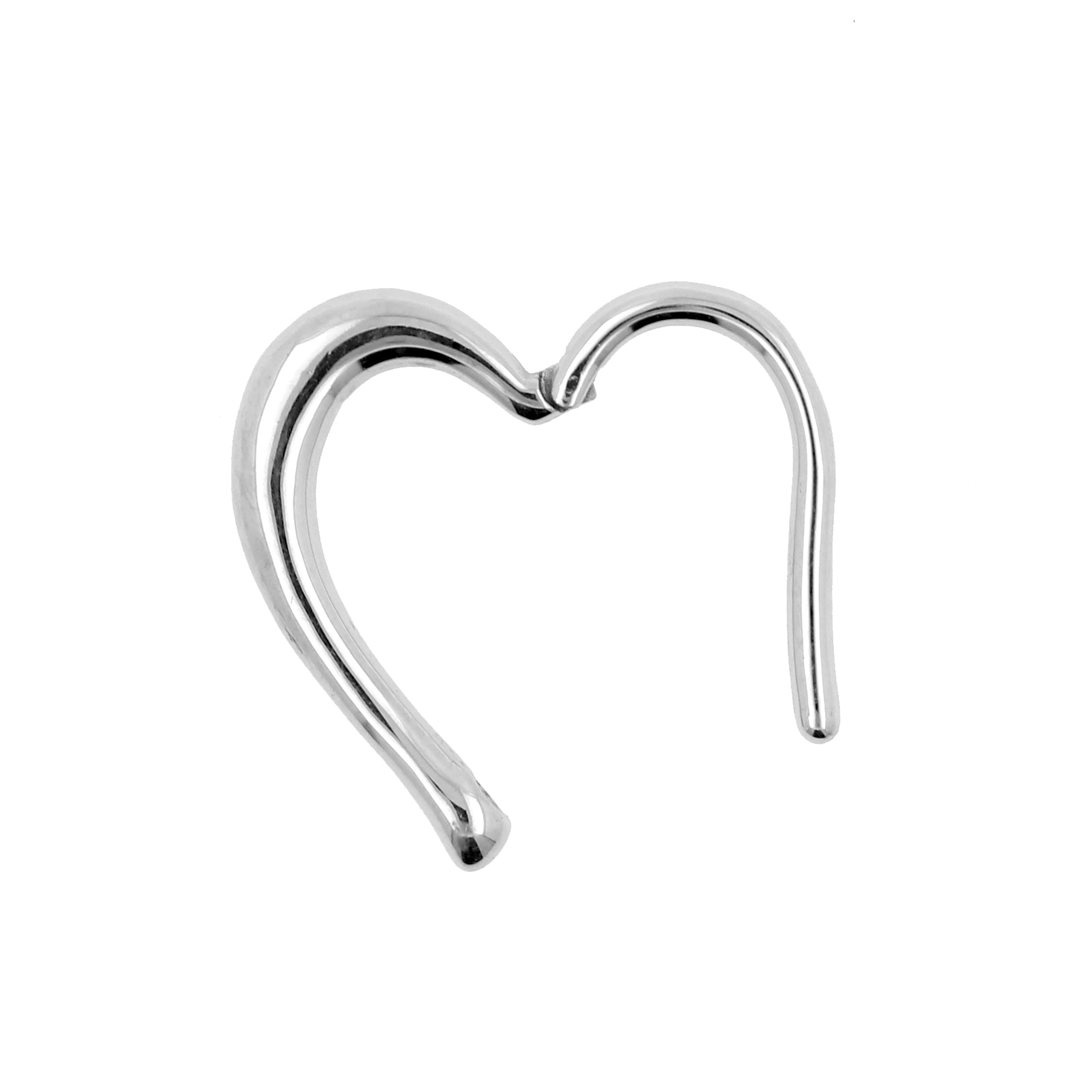 Surgical Steel Heart Shaped Click Ring Silver