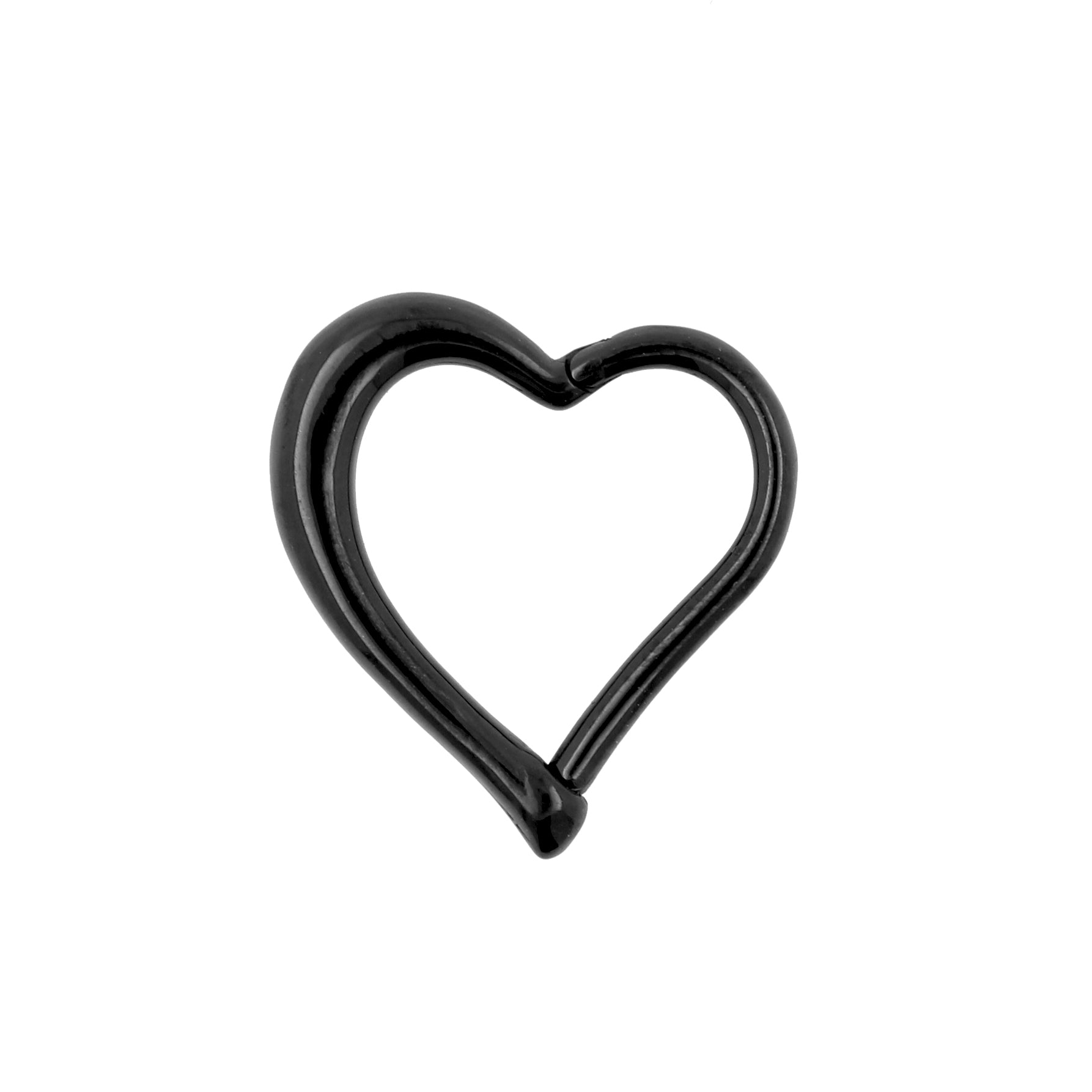 Surgical Steel Heart Shaped Click Ring Black