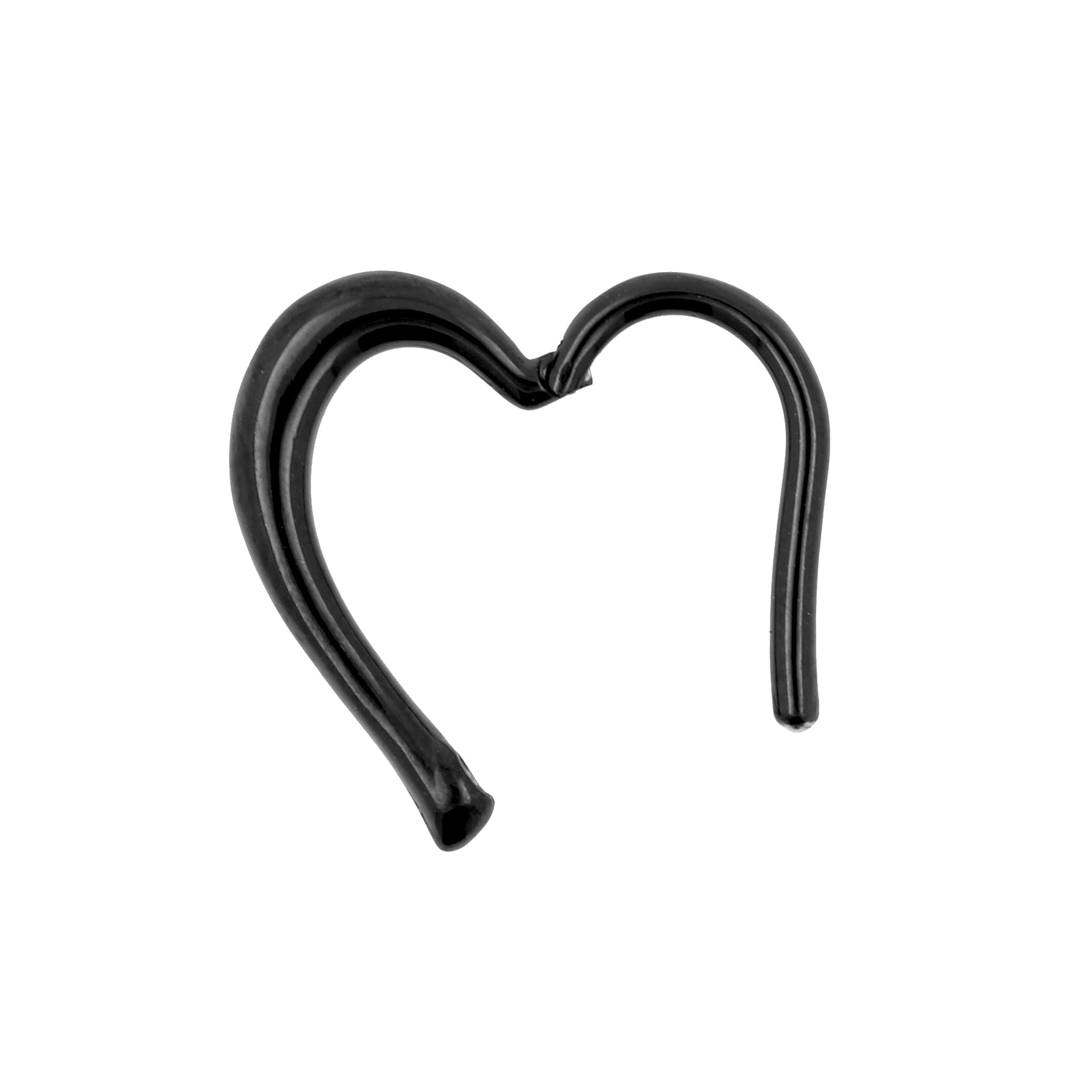 Surgical Steel Heart Shaped Click Ring Black