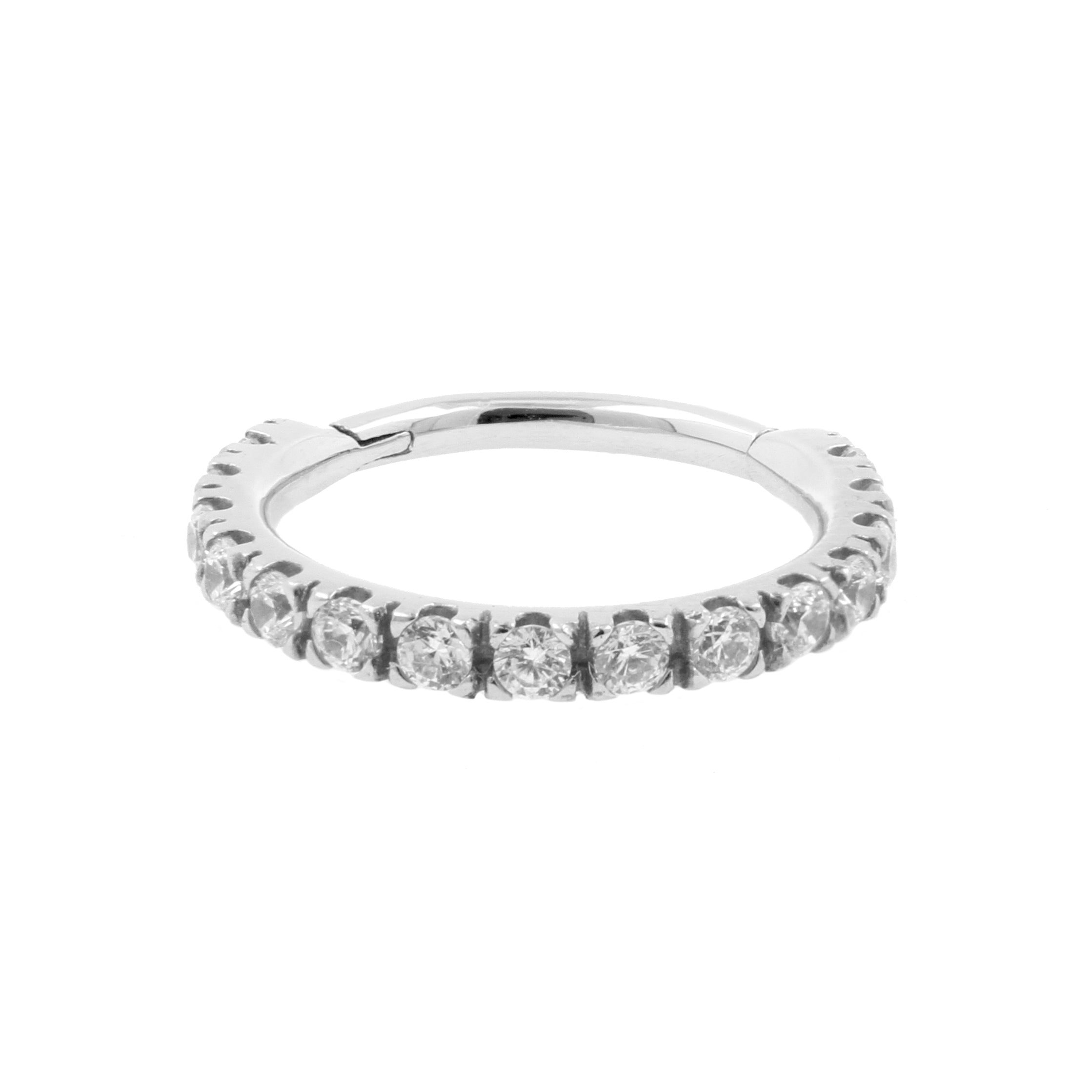 Nickel-Free Stainless Steel Click Ring - 1,5 mm Zirconia Clear