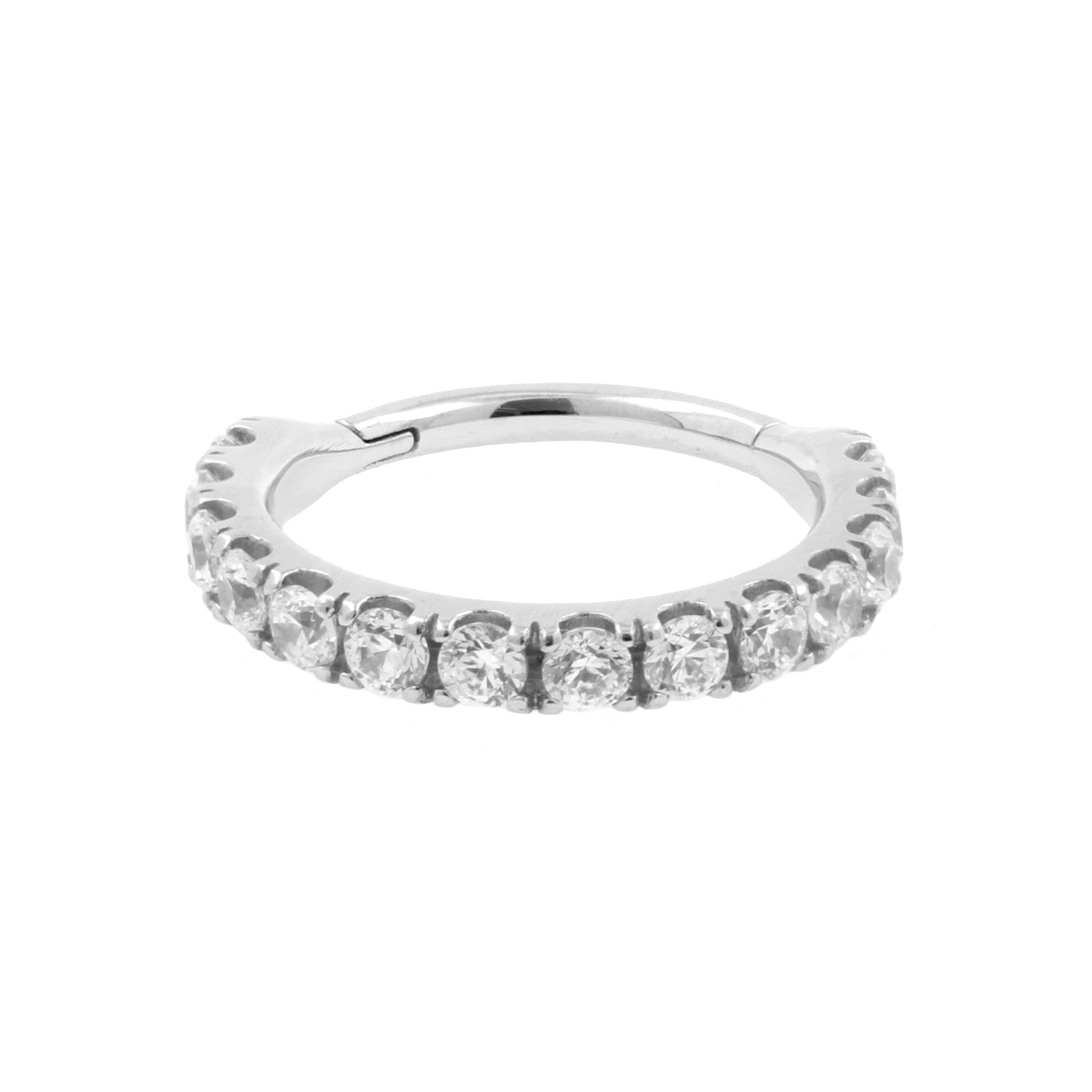 Nickel-Free Stainless Steel Click Ring - 1,75 mm Zirconia Clear