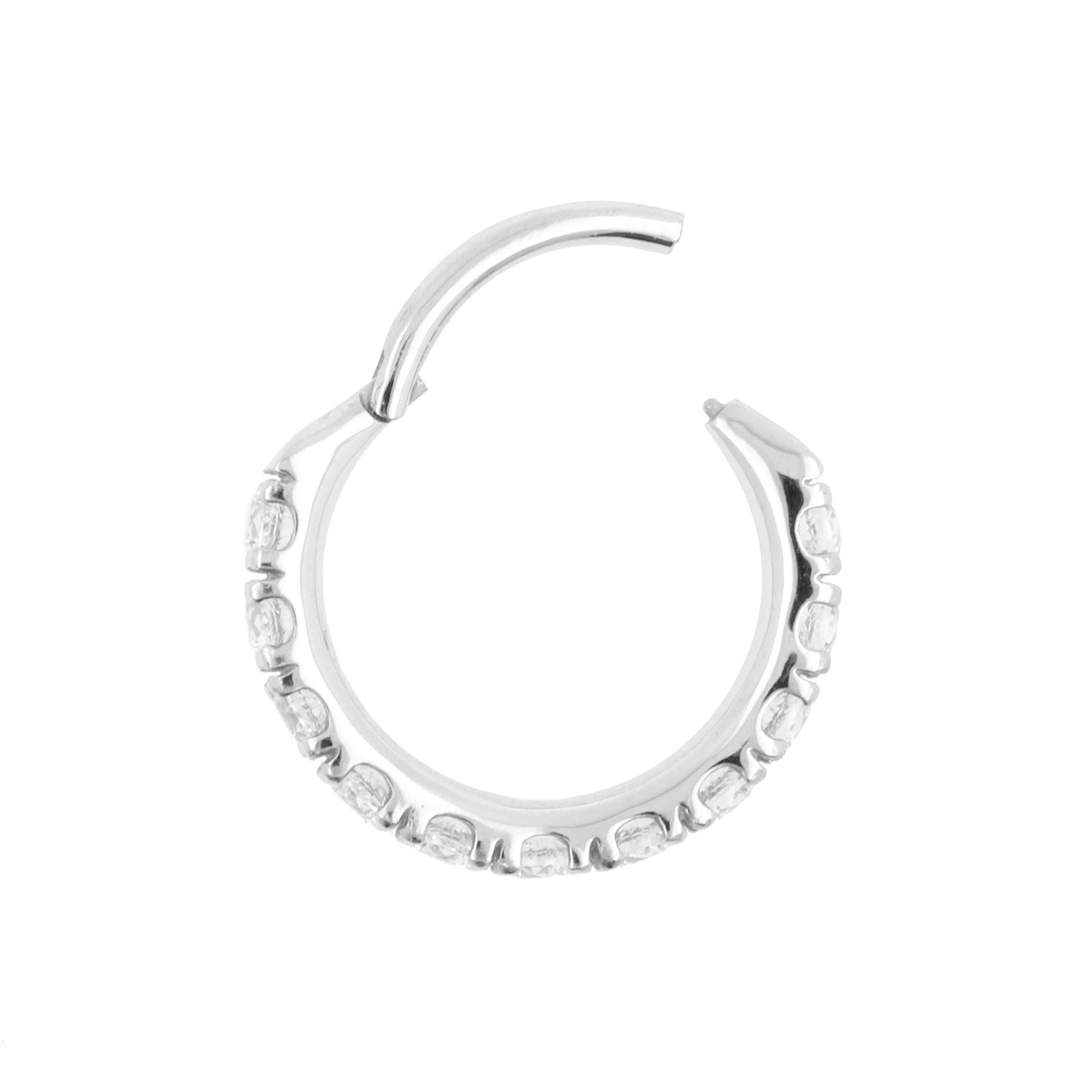 Nickel-Free Stainless Steel Click Ring - 2 mm Zirconia Clear