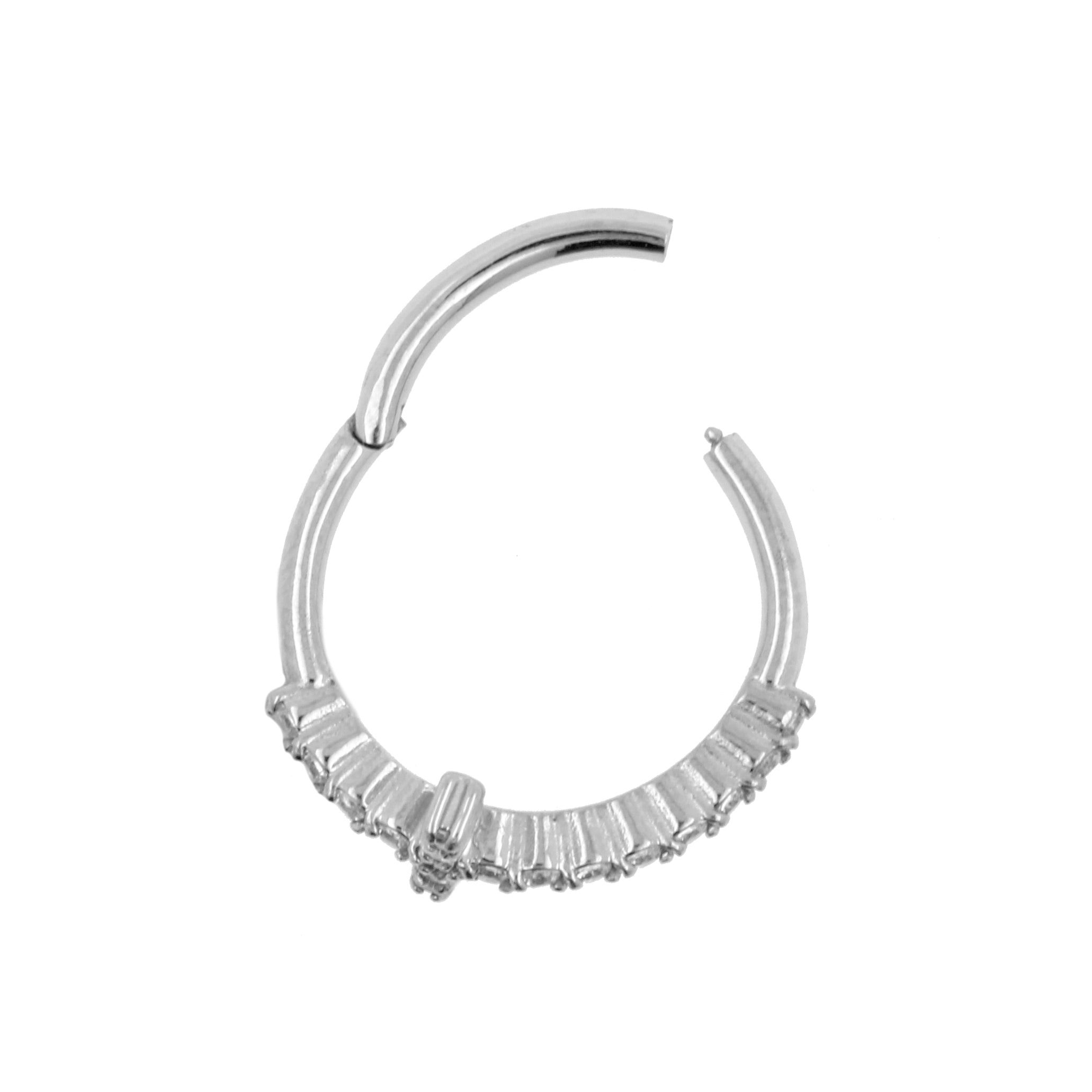 Surgical Steel Conch Clicker - Zirconia Cross Silver