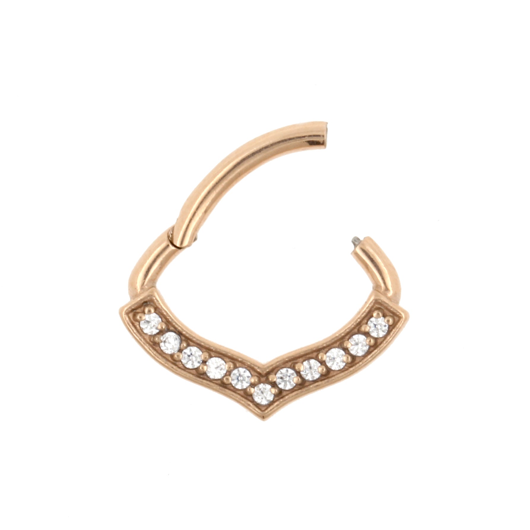 Surgical Steel Daith Clicker - Zirconia Drop Rose Gold