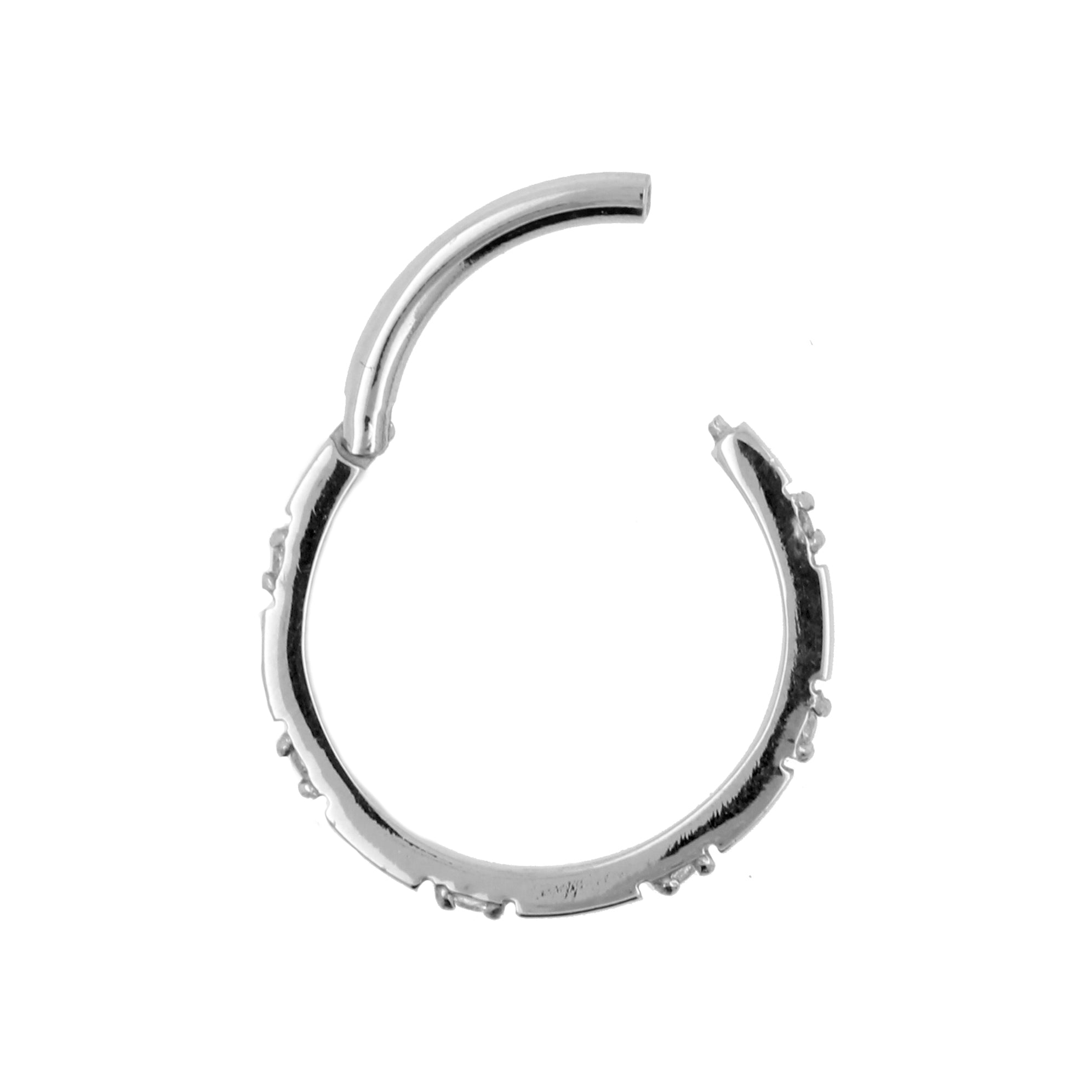 Surgical Steel Conch Clicker - Bar & Gems Silver