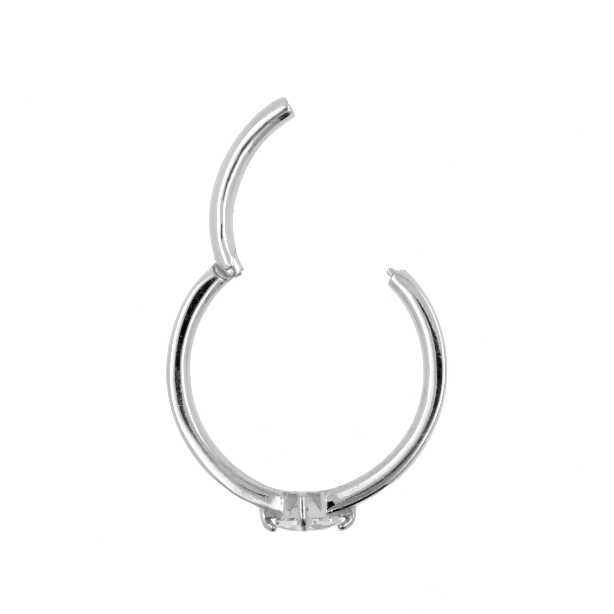 Surgical Steel Conch Clicker - Set With Triangle Cubic Zirconia Silver