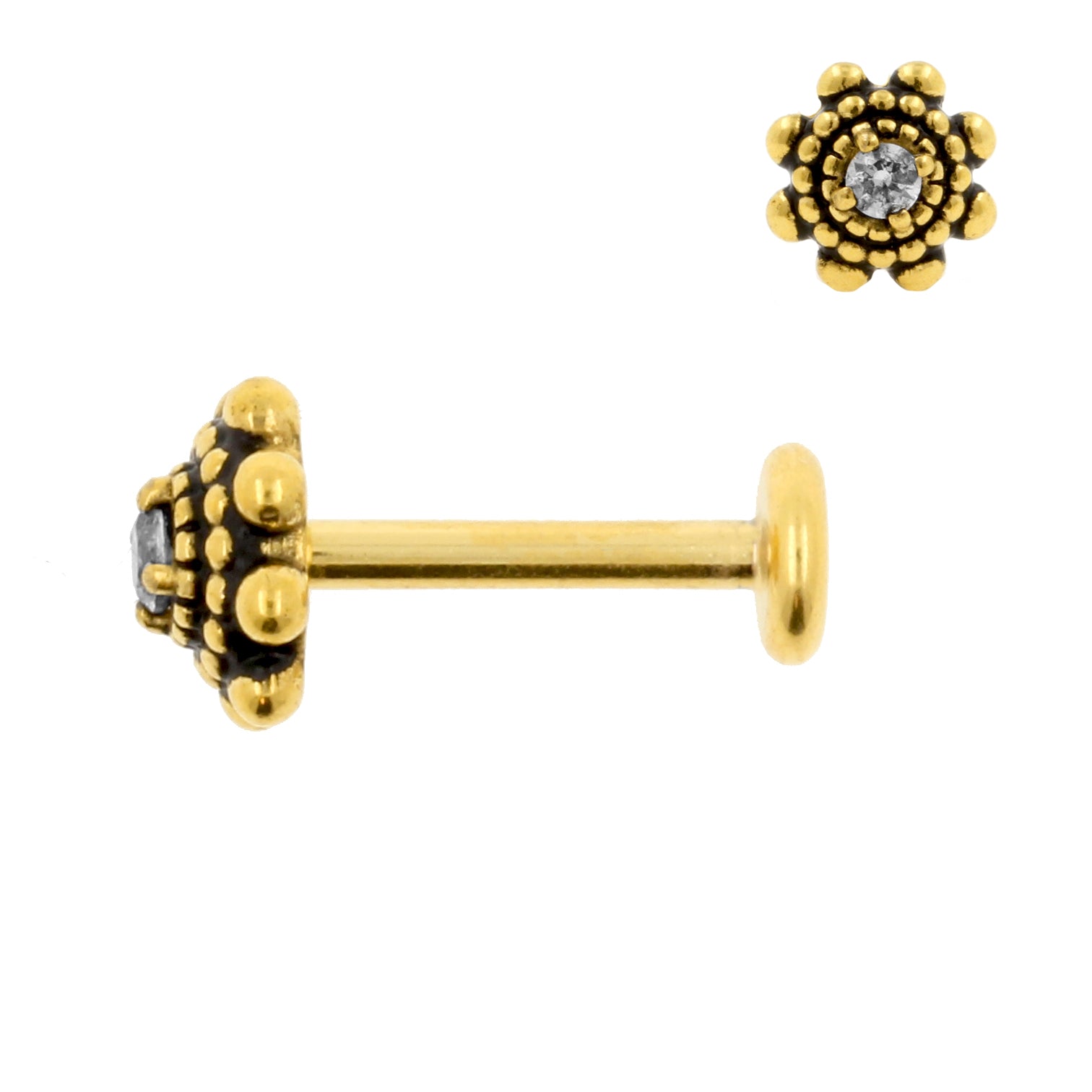 Surgical Steel Zirconia Labret Stud - Sun Gold