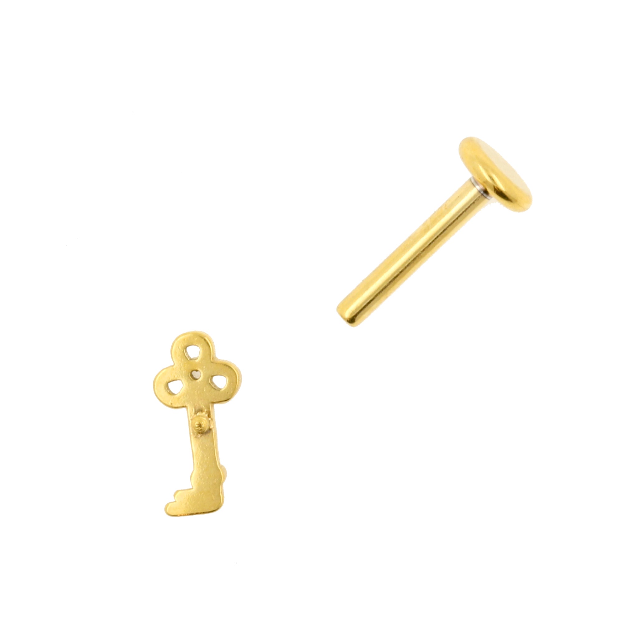 Surgical Steel Zirconia Labret Stud - Key Gold