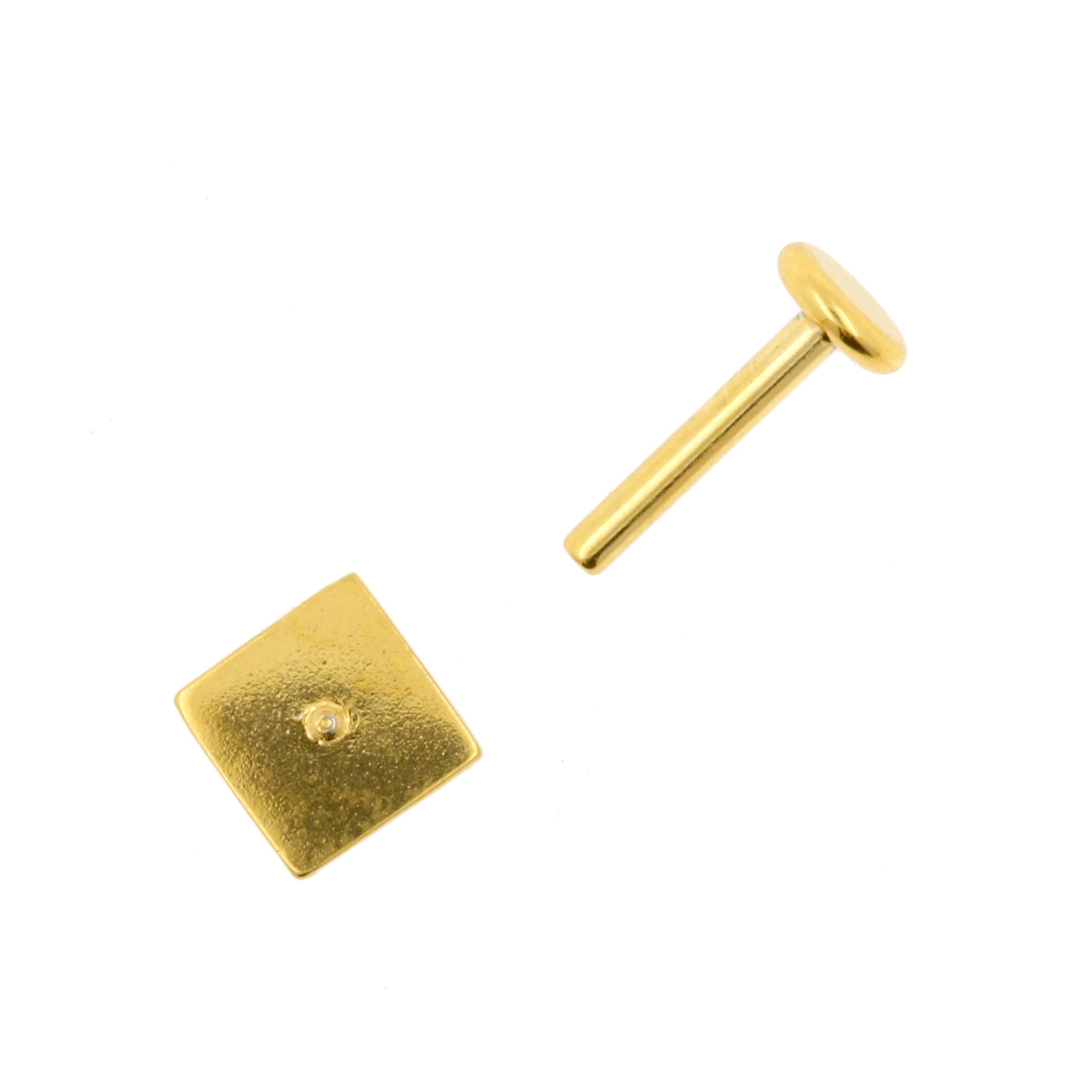 Surgical Steel Zirconia Labret Stud - Square Gold